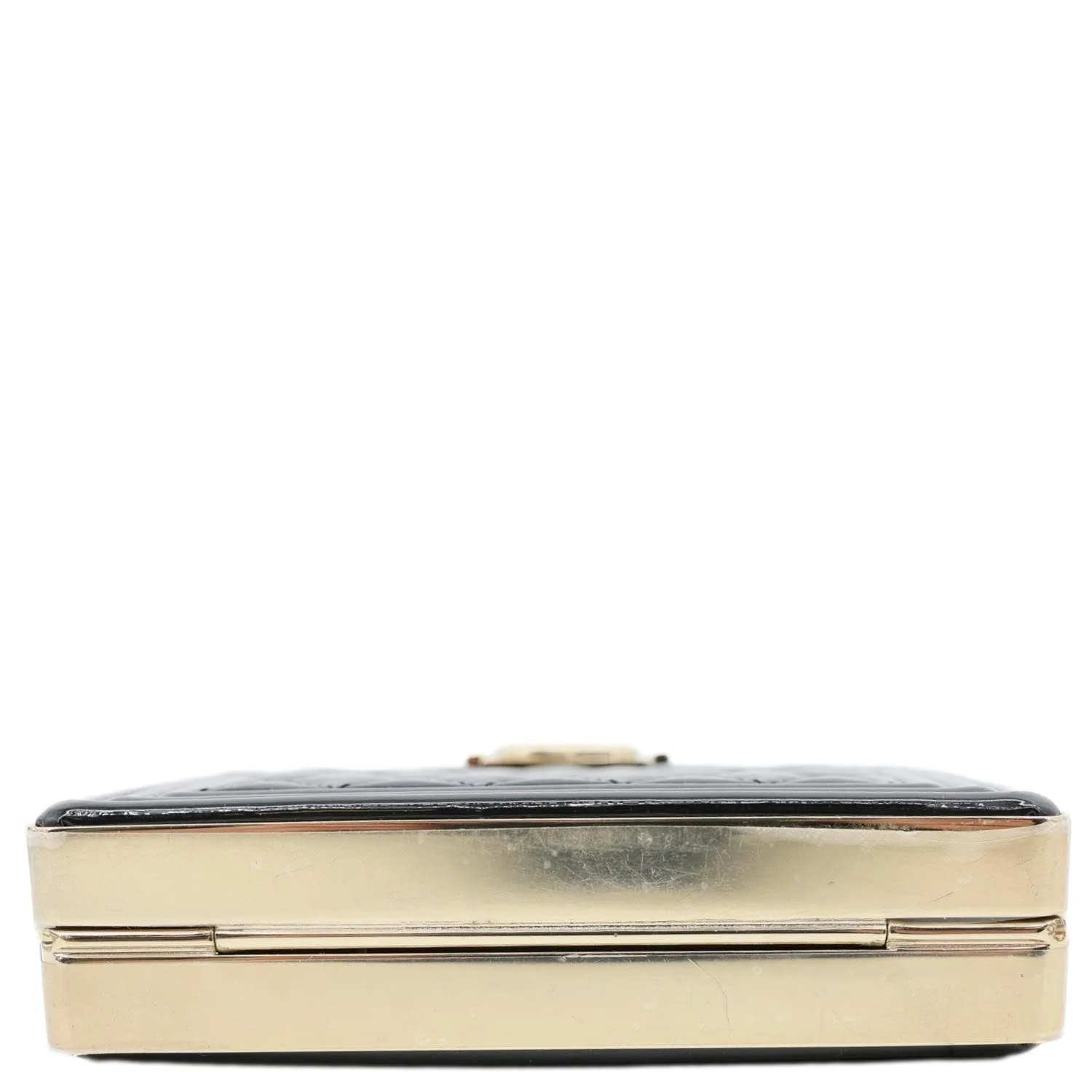 CHANEL Boy Minaudiere Quilted Patent Leather Chain Box Black - Image 9