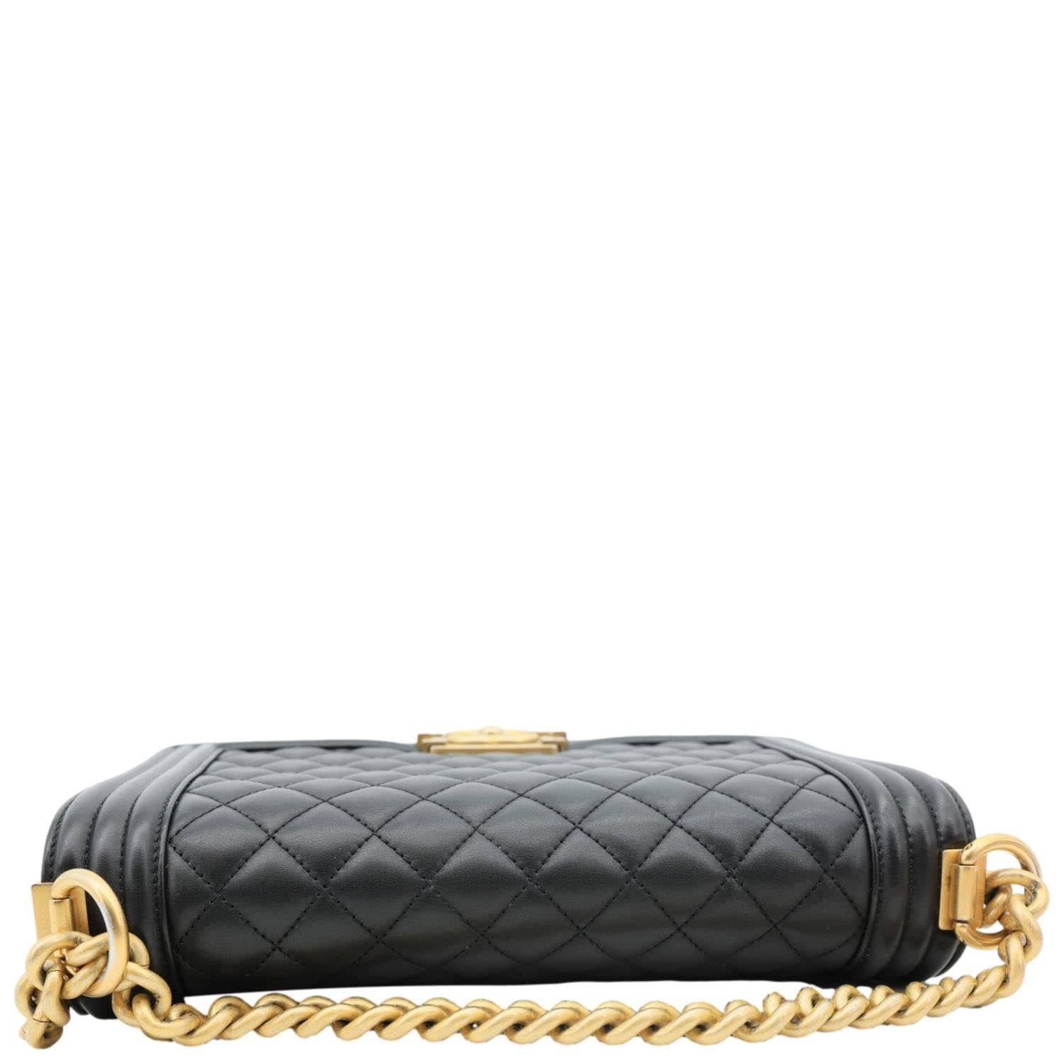 CHANEL Boy Flap Medium Chevron Lambskin Leather Chain Shoulder Bag Black - Image 4