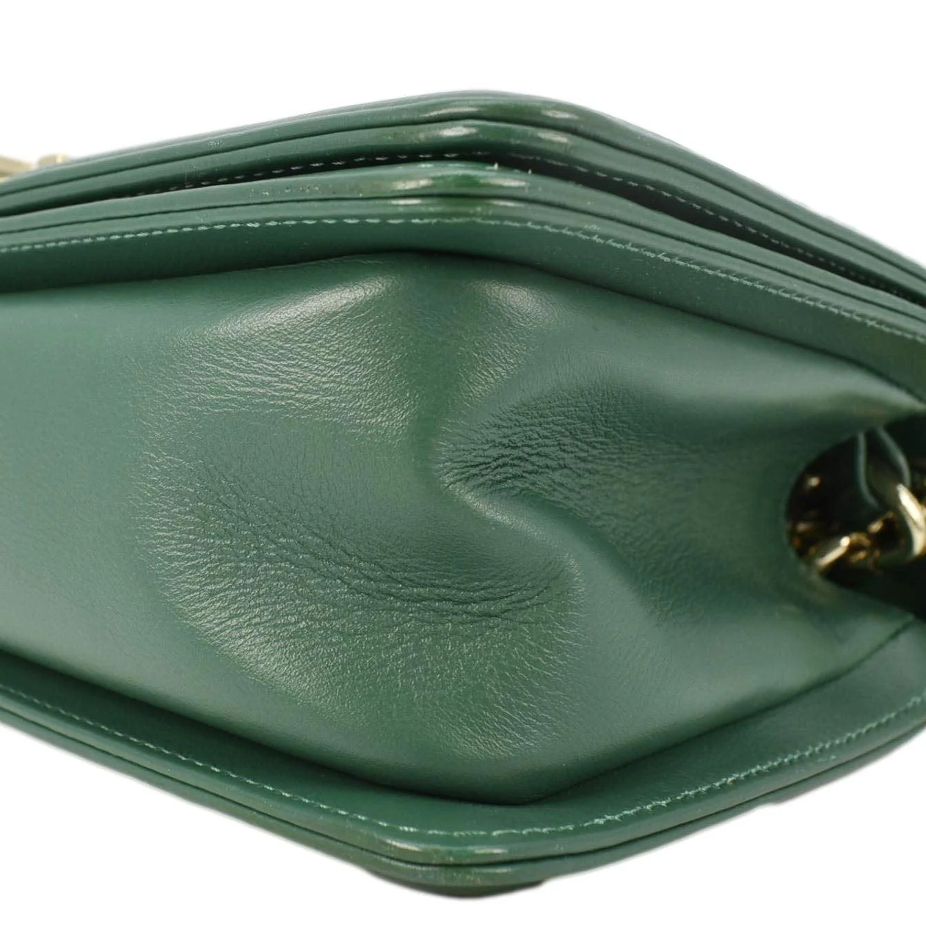 CHANEL Boy Flap Woven Leather Shoulder Bag Green - Image 8