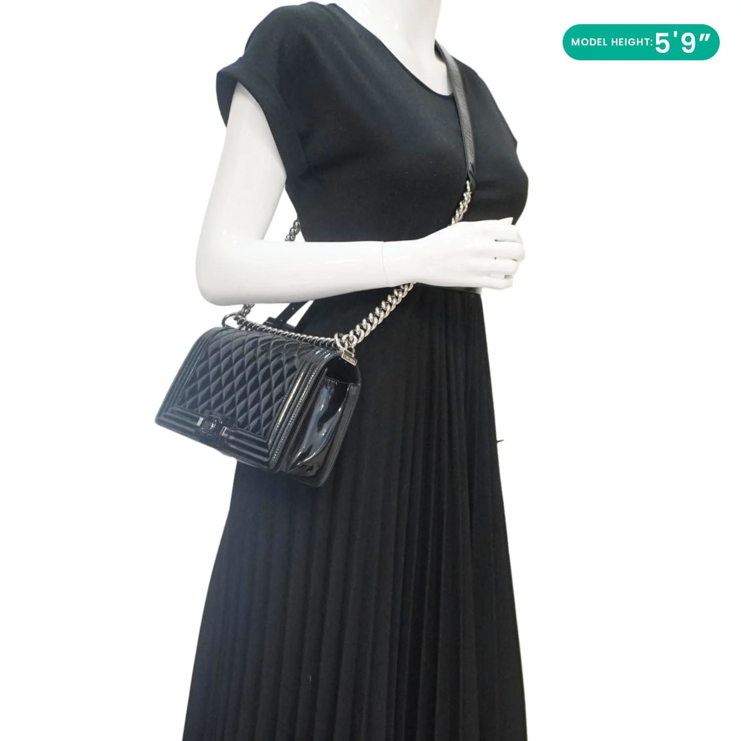 CHANEL Boy Flap Medium Plexiglass Patent Leather Crossbody Bag Black - Image 2