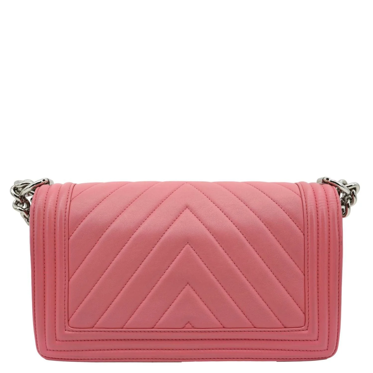 CHANEL Boy Flap Old Medium Chevron Leather Crossbody Bag Pink - Image 3