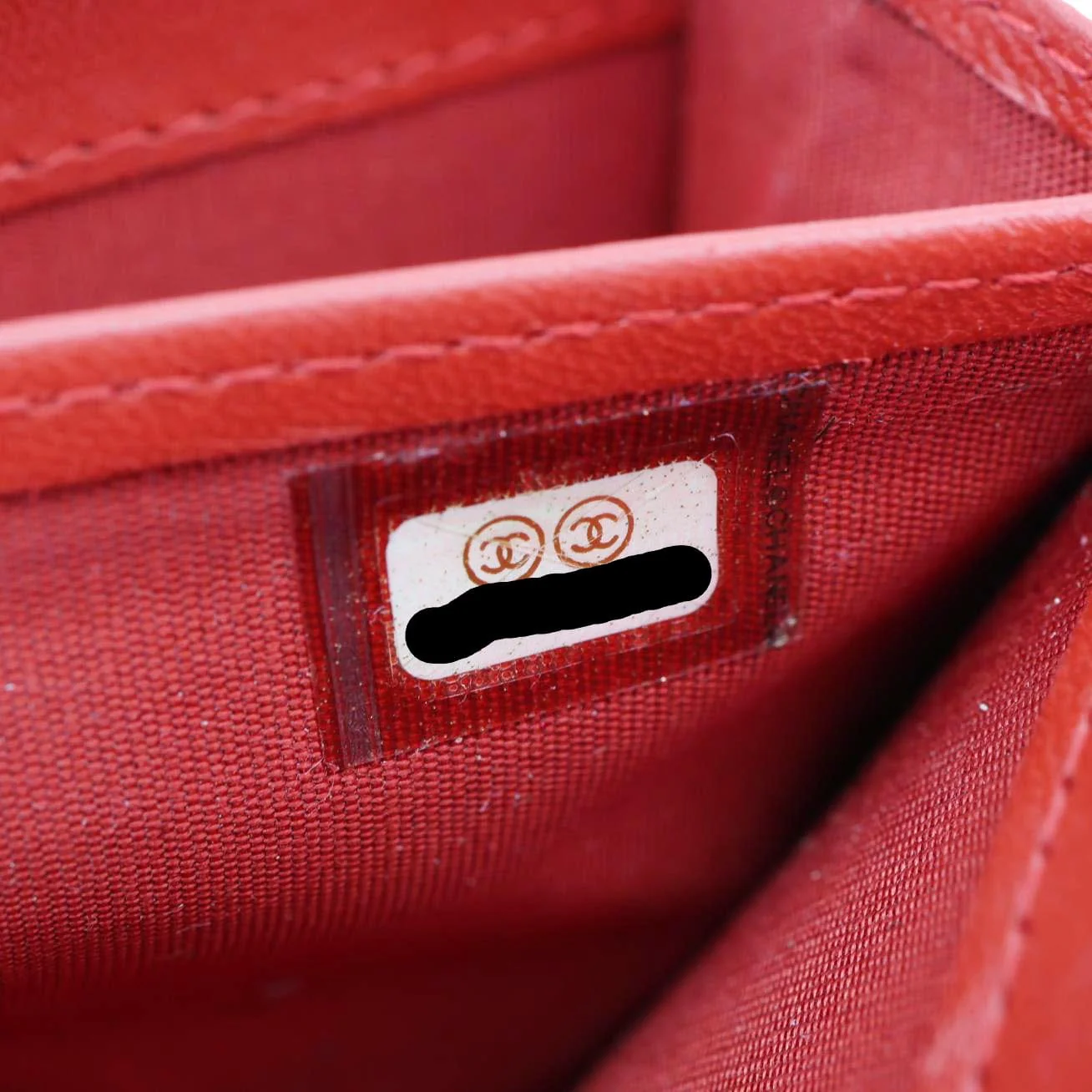 CHANEL Boy Flap Lambskin Quilted Leather Wallet Red - Image 14