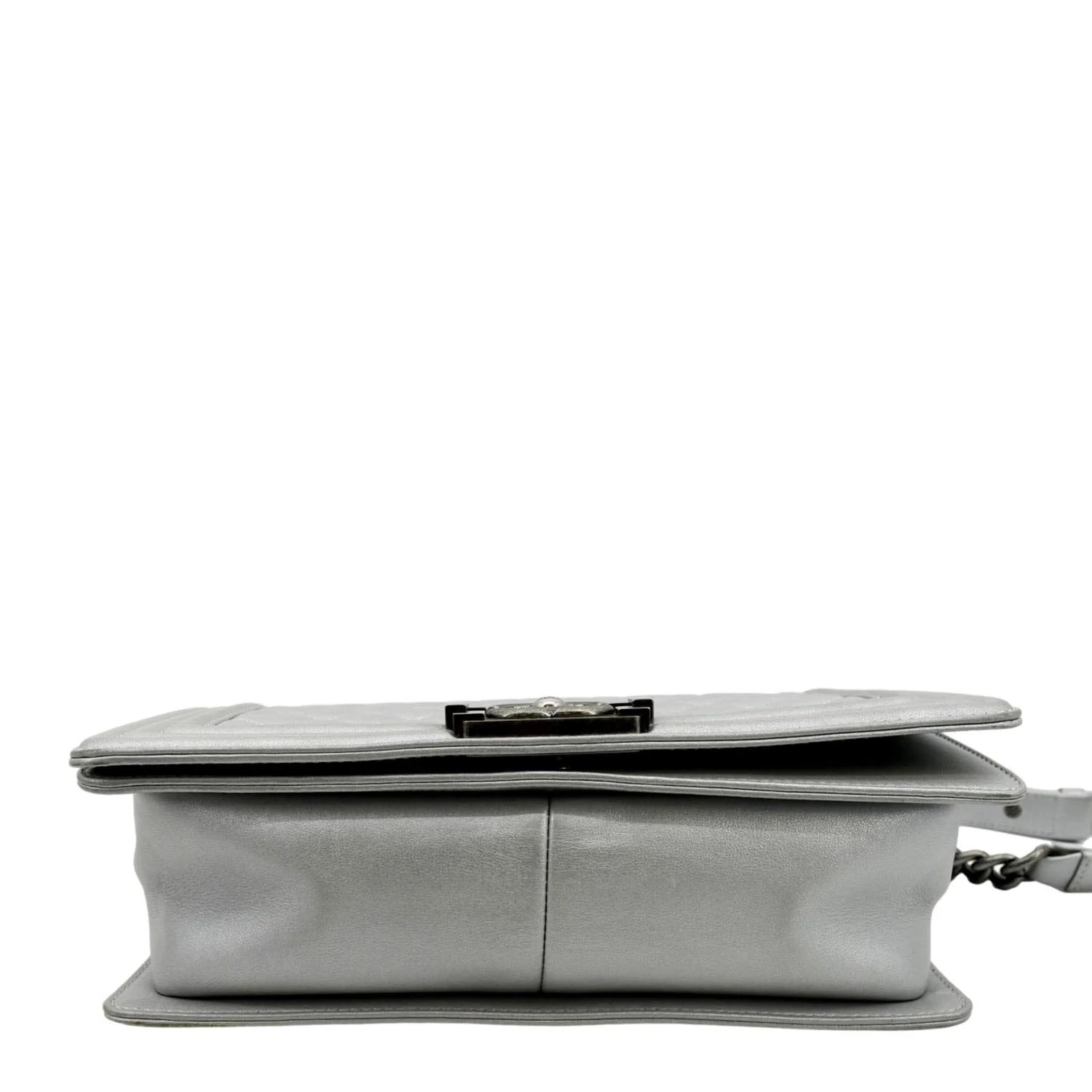 CHANEL Medium Boy Flap Quilted Leather Crossbody Bag Silver - Image 10