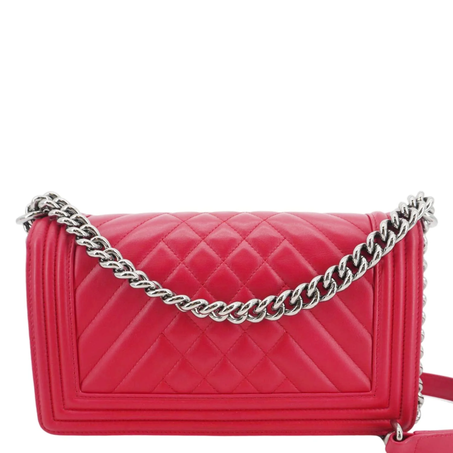 CHANEL Boy Mixed Chevron Flap Lambskin Quilted Shoulder Bag Red - Image 3