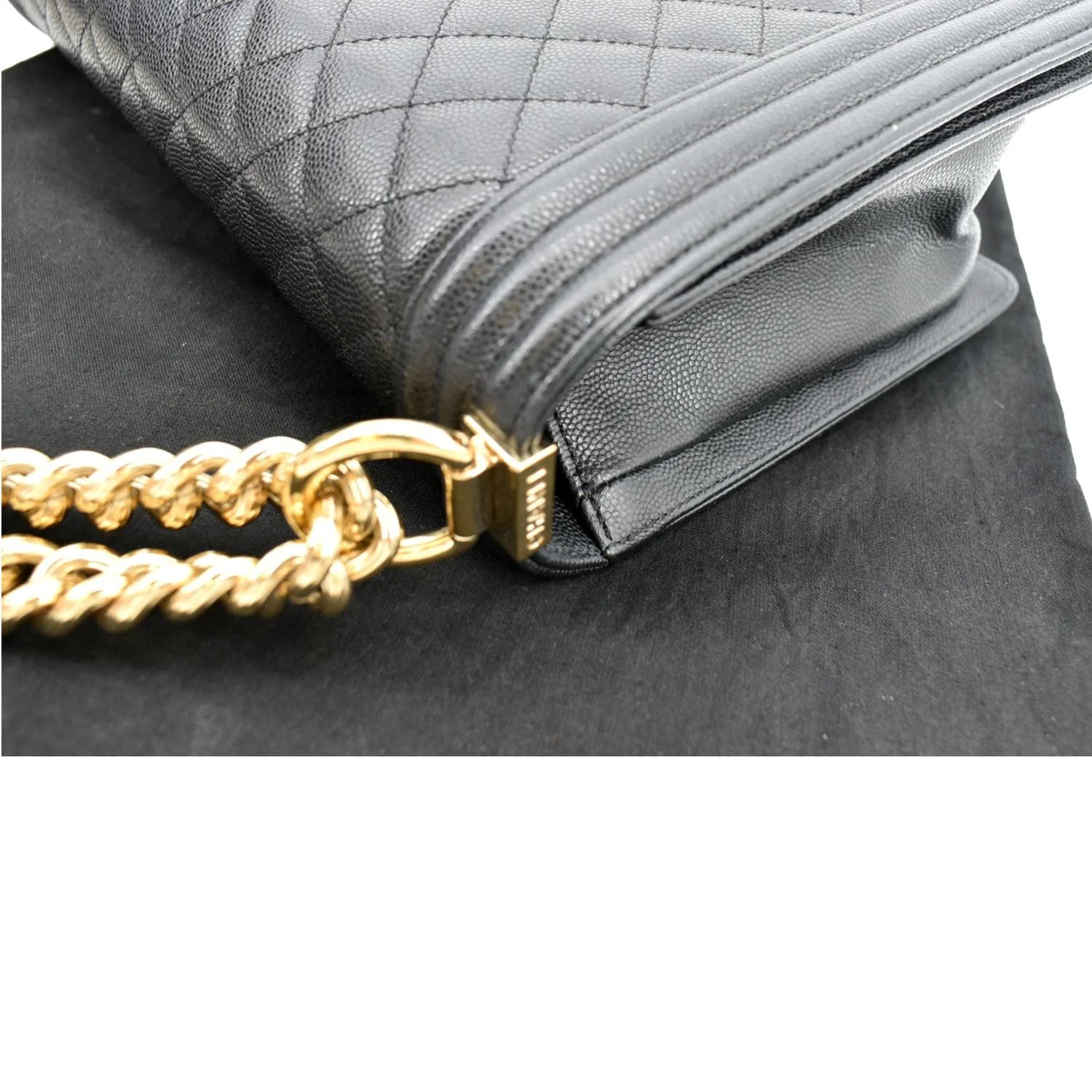 CHANEL Boy New Medium Chevron Caviar Shoulder Bag Black - Image 6