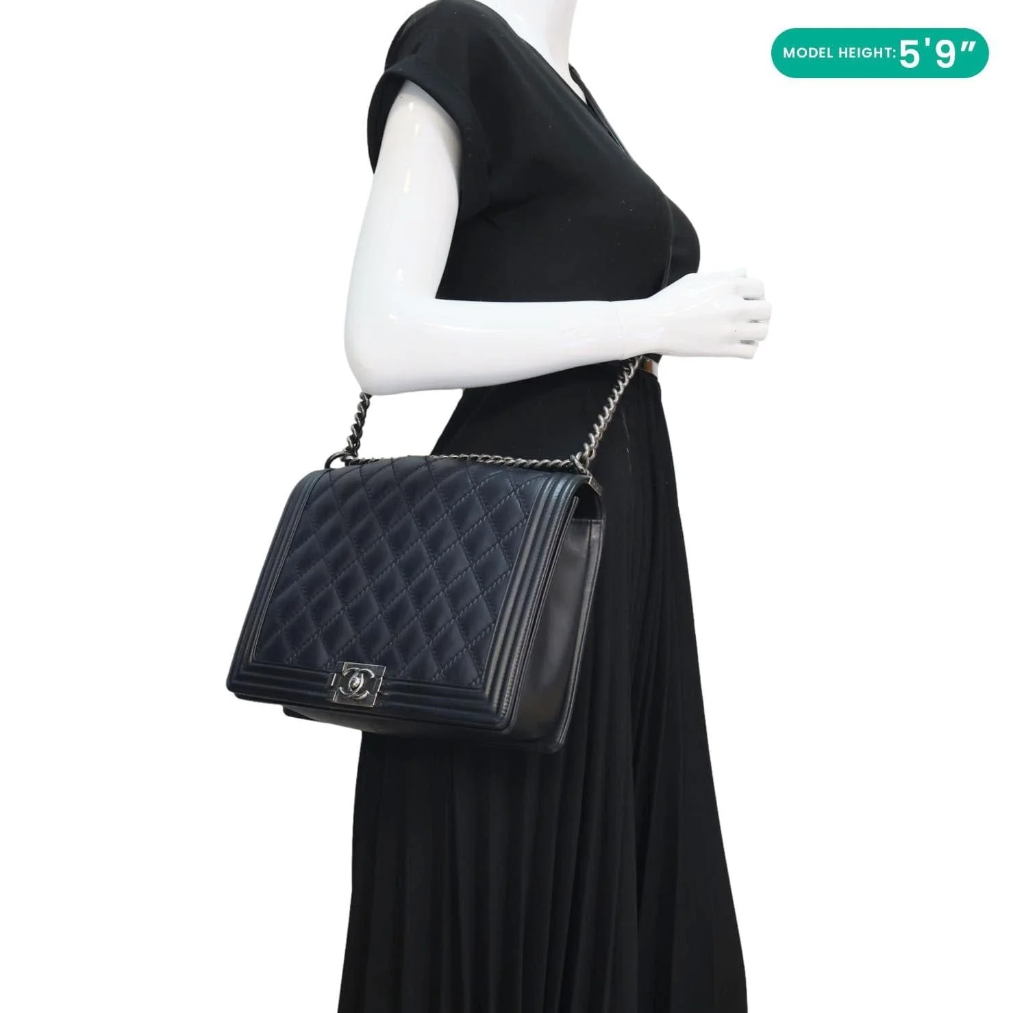 CHANEL Boy New Medium Wild Stitch Leather Shoulder Bag Black - Image 2