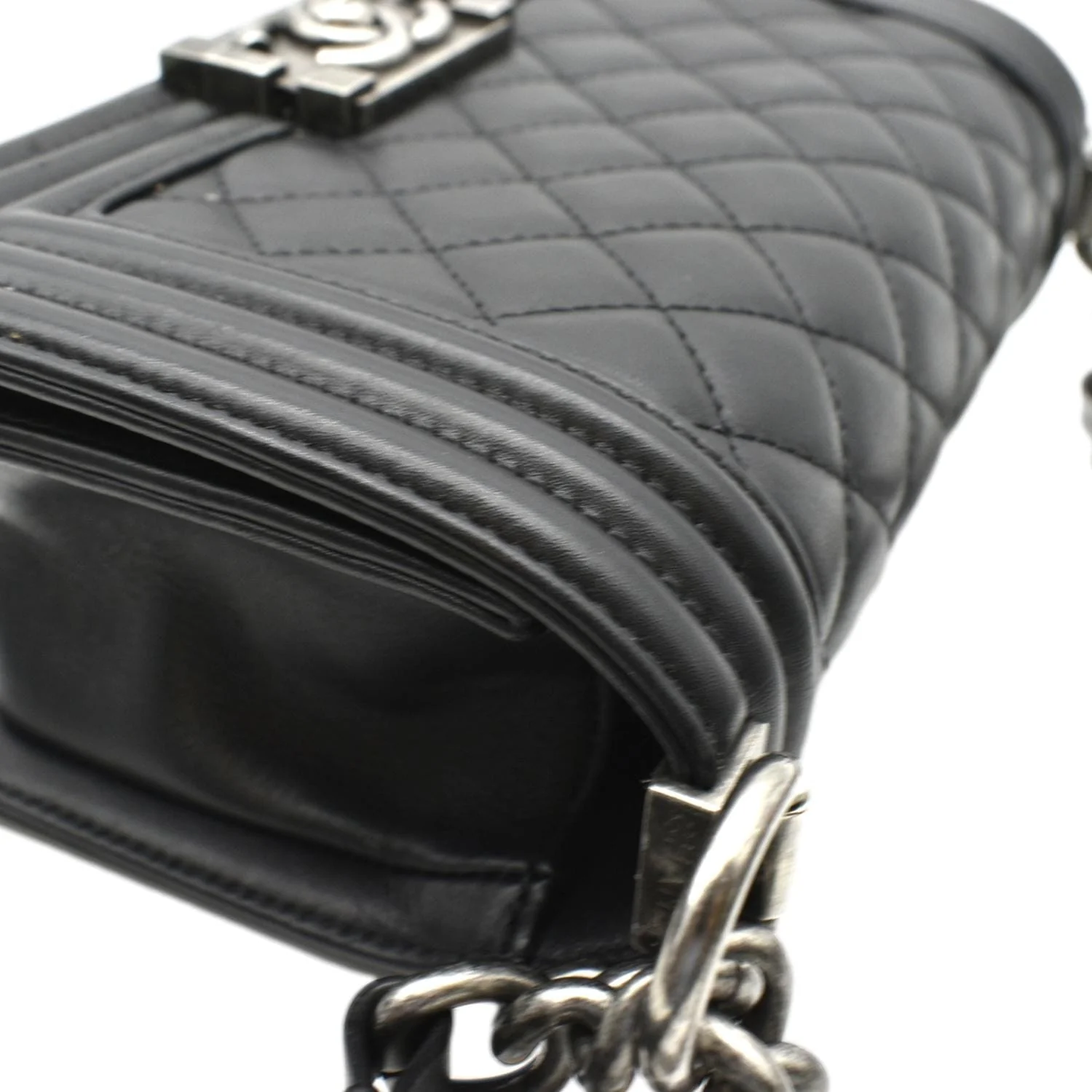 CHANEL Boy Small Quilted Lambskin Leather Shoulder Bag Black - Image 6