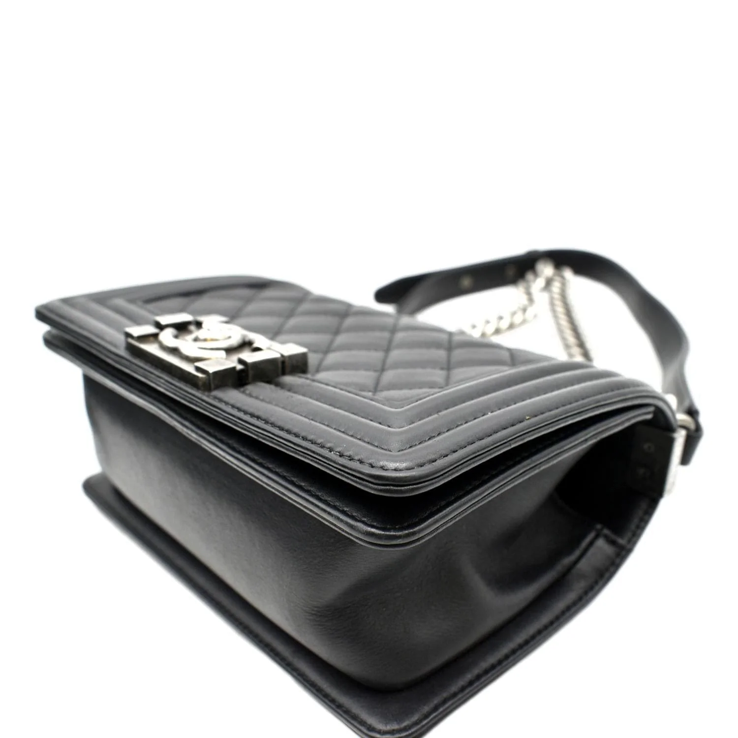 CHANEL Boy Small Quilted Lambskin Leather Shoulder Bag Black - Image 8