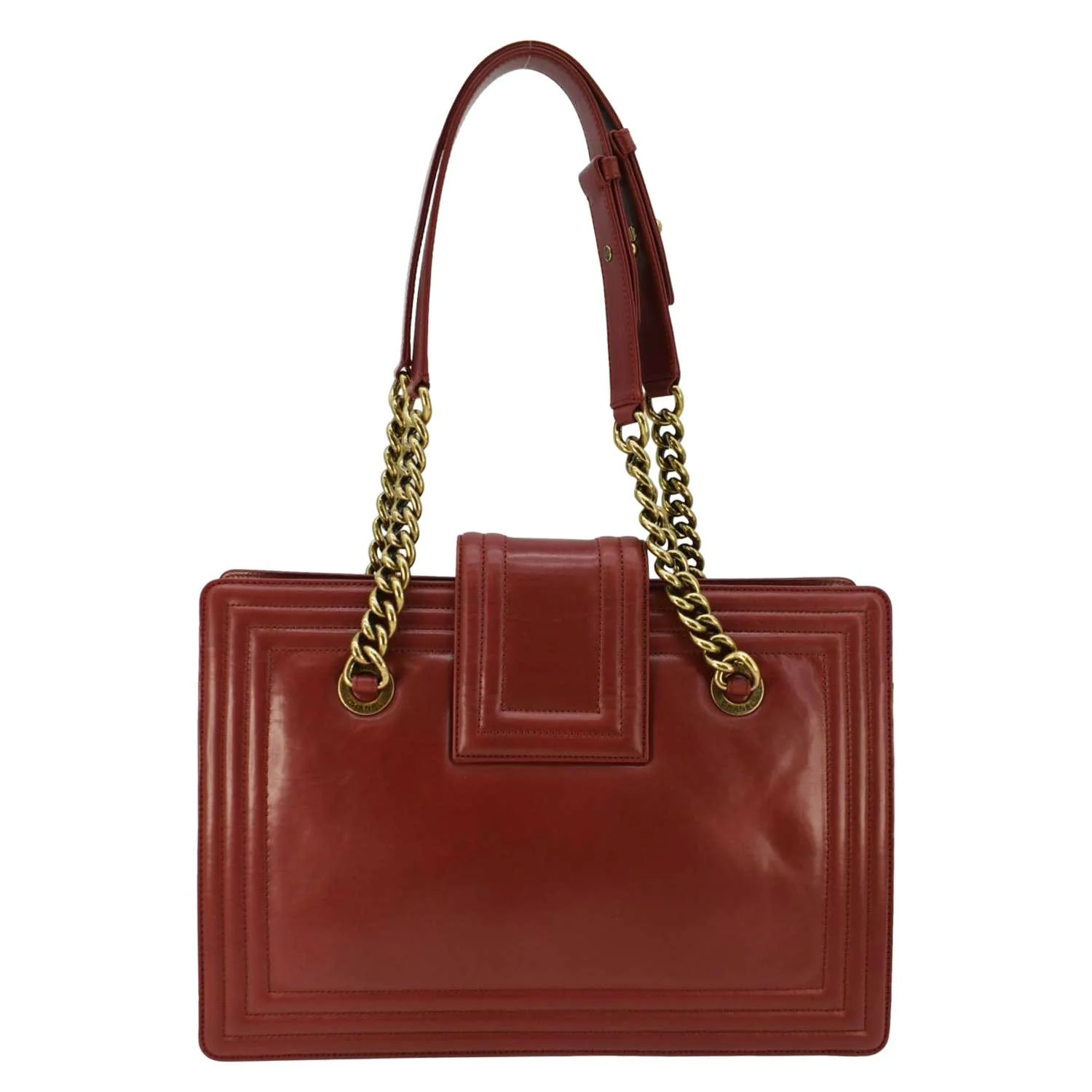Chanel Jetsetter Boy Leather Tote Bag Red - Image 3