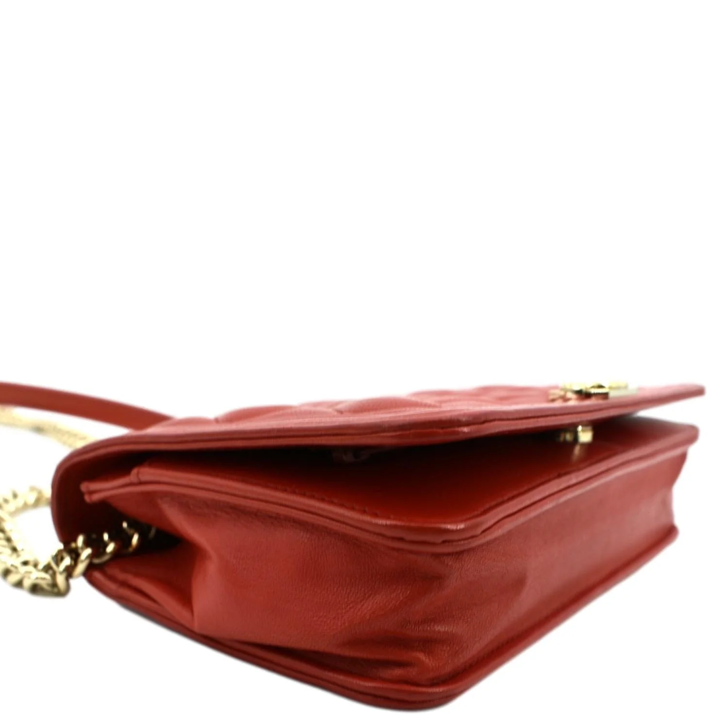 CHANEL Boy Woc Quilted Calfskin Leather Wallet On Chain Clutch Bag Red - Image 8