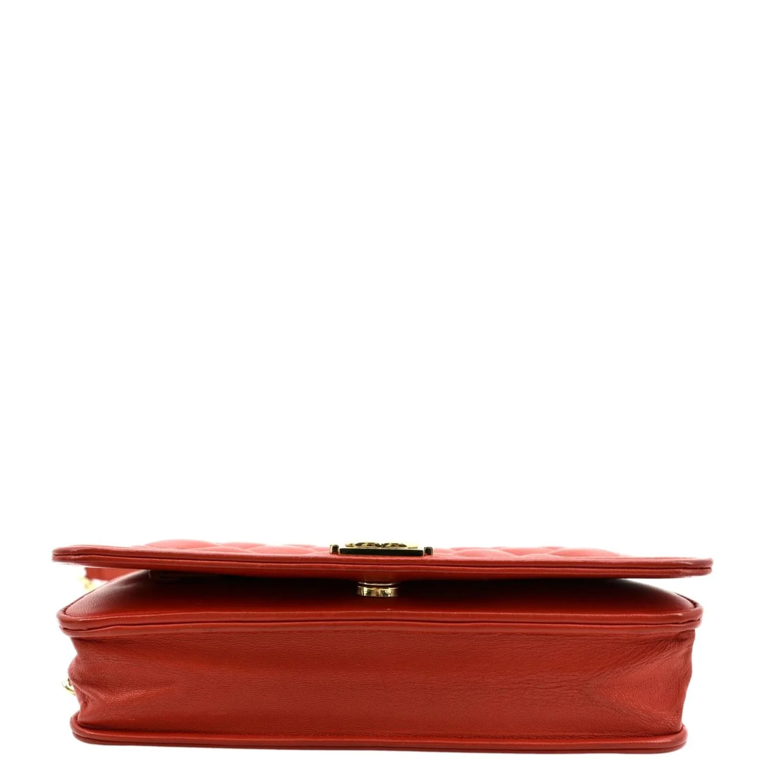 CHANEL Boy Woc Quilted Calfskin Leather Wallet On Chain Clutch Bag Red - Image 9
