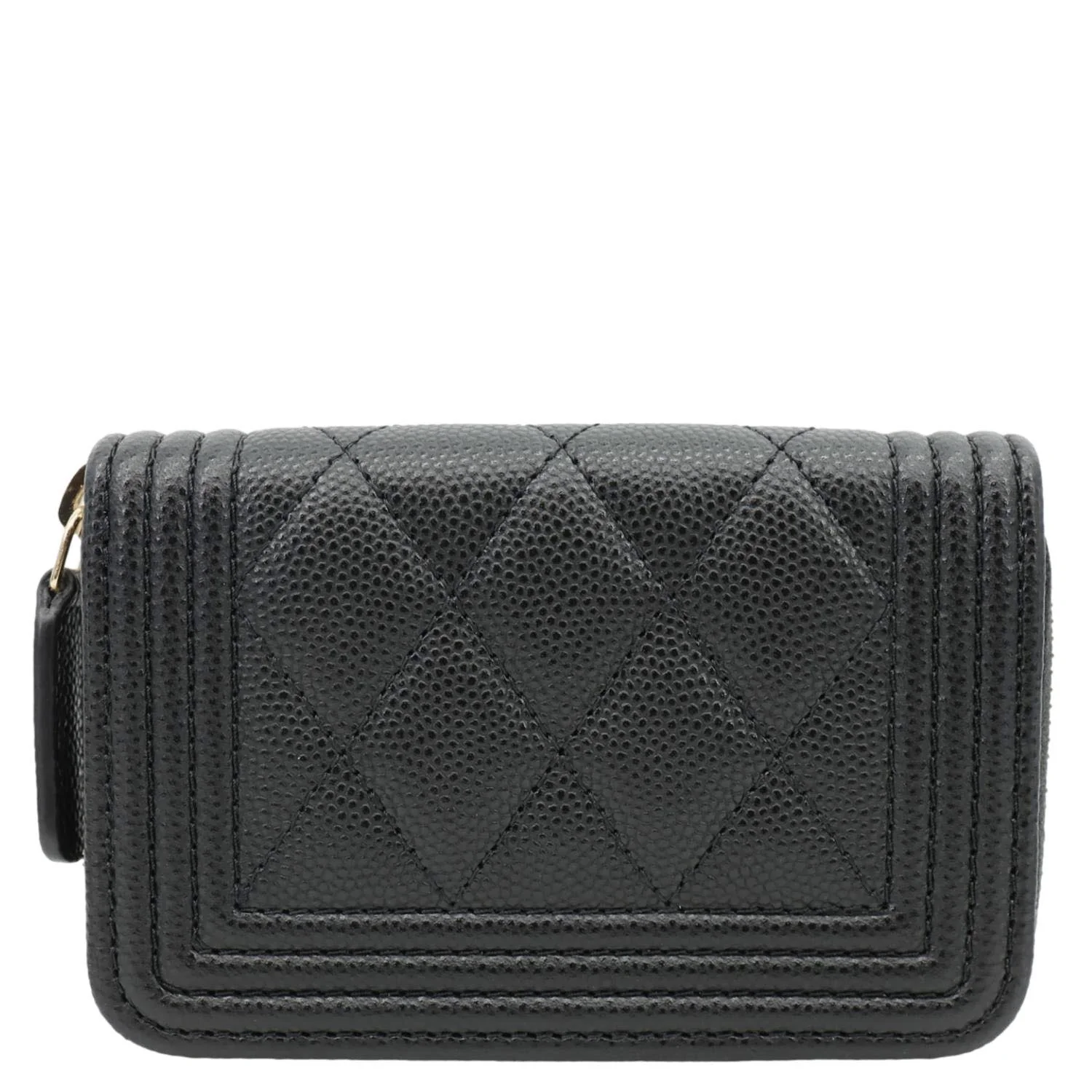 CHANEL Boy Small Caviar Leather Zip Around Wallet Black - Image 4