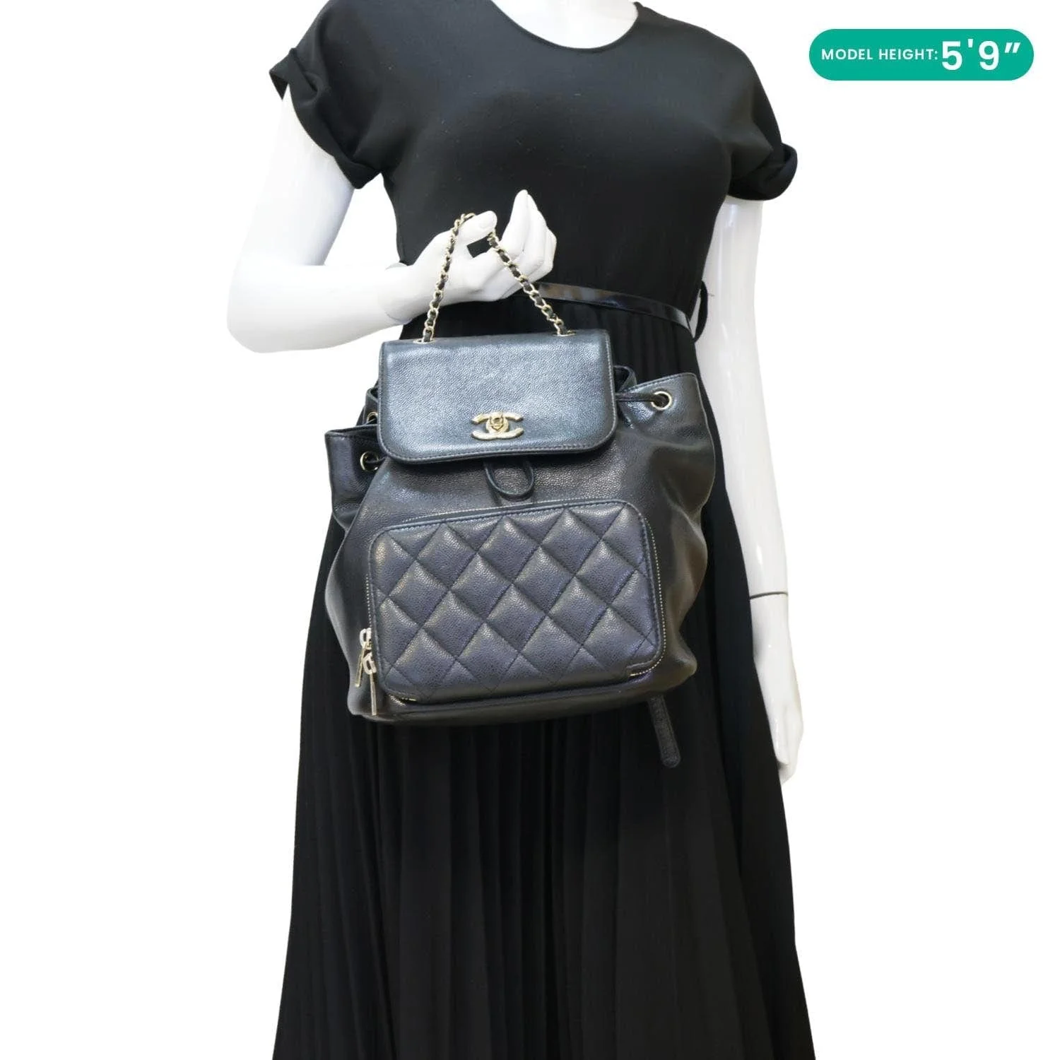 CHANEL Business Affinity Caviar Quilted Backpack Black - Image 2