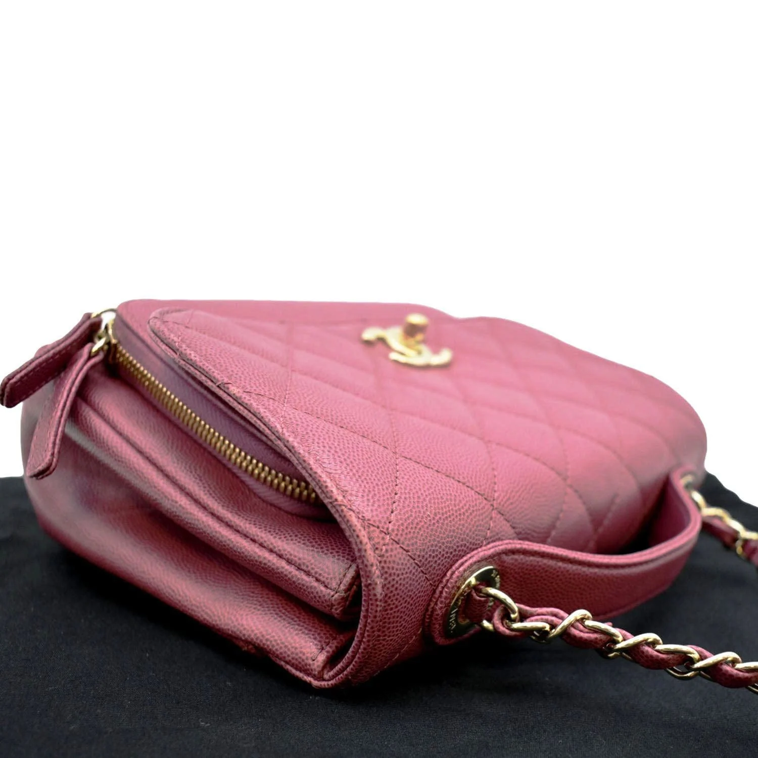 CHANEL Business Affinity Medium Flap Quilted Caviar Shoulder Bag Pink - Image 7