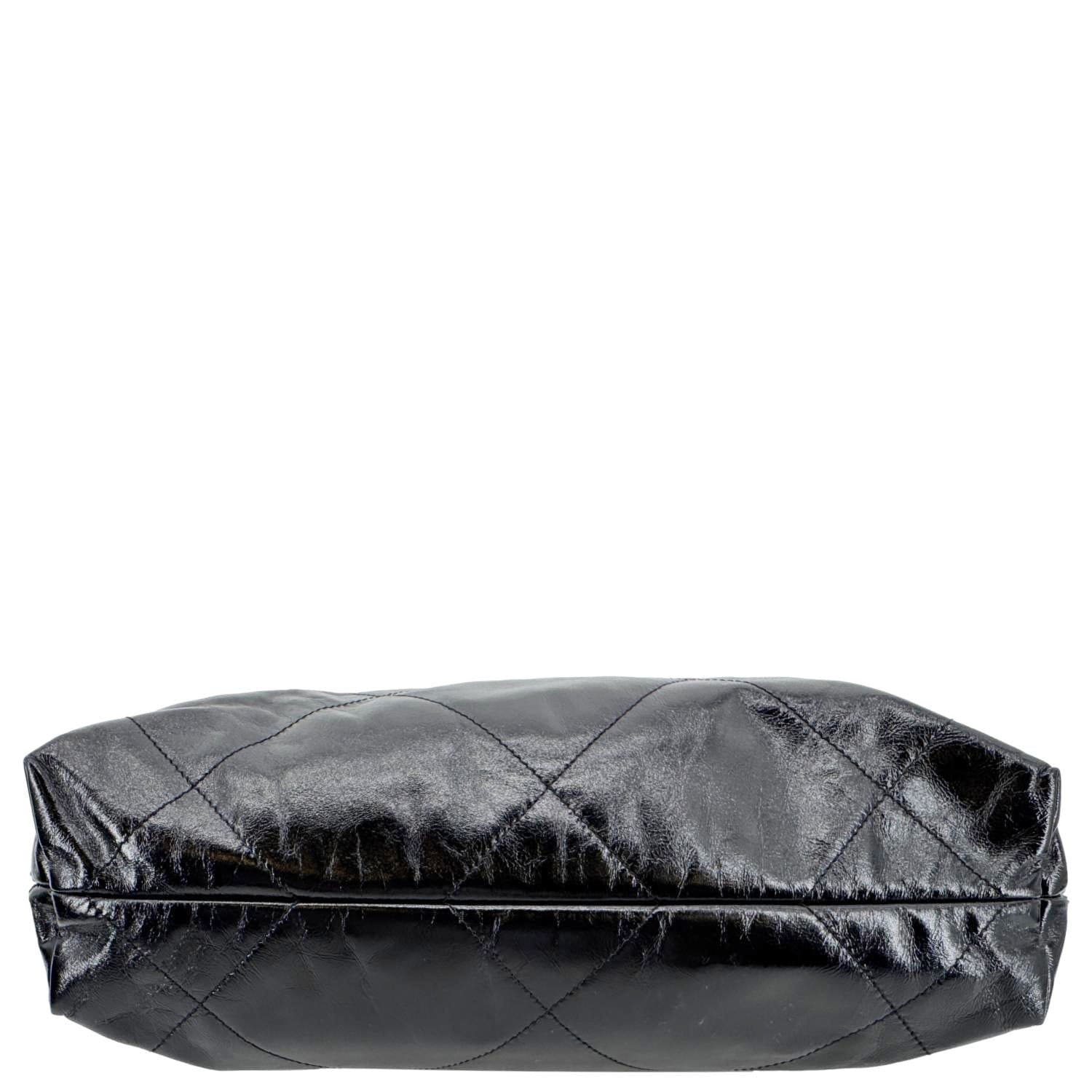 CHANEL 22 Quilted Calfskin  Shiny Leather Shoulder Bag Black - Image 10