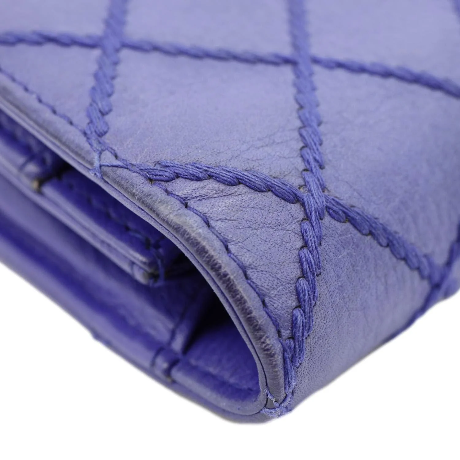 CHANEL Fancy CC Quilted Calfskin Leather Wallet On Chain Bag Blue - Image 5