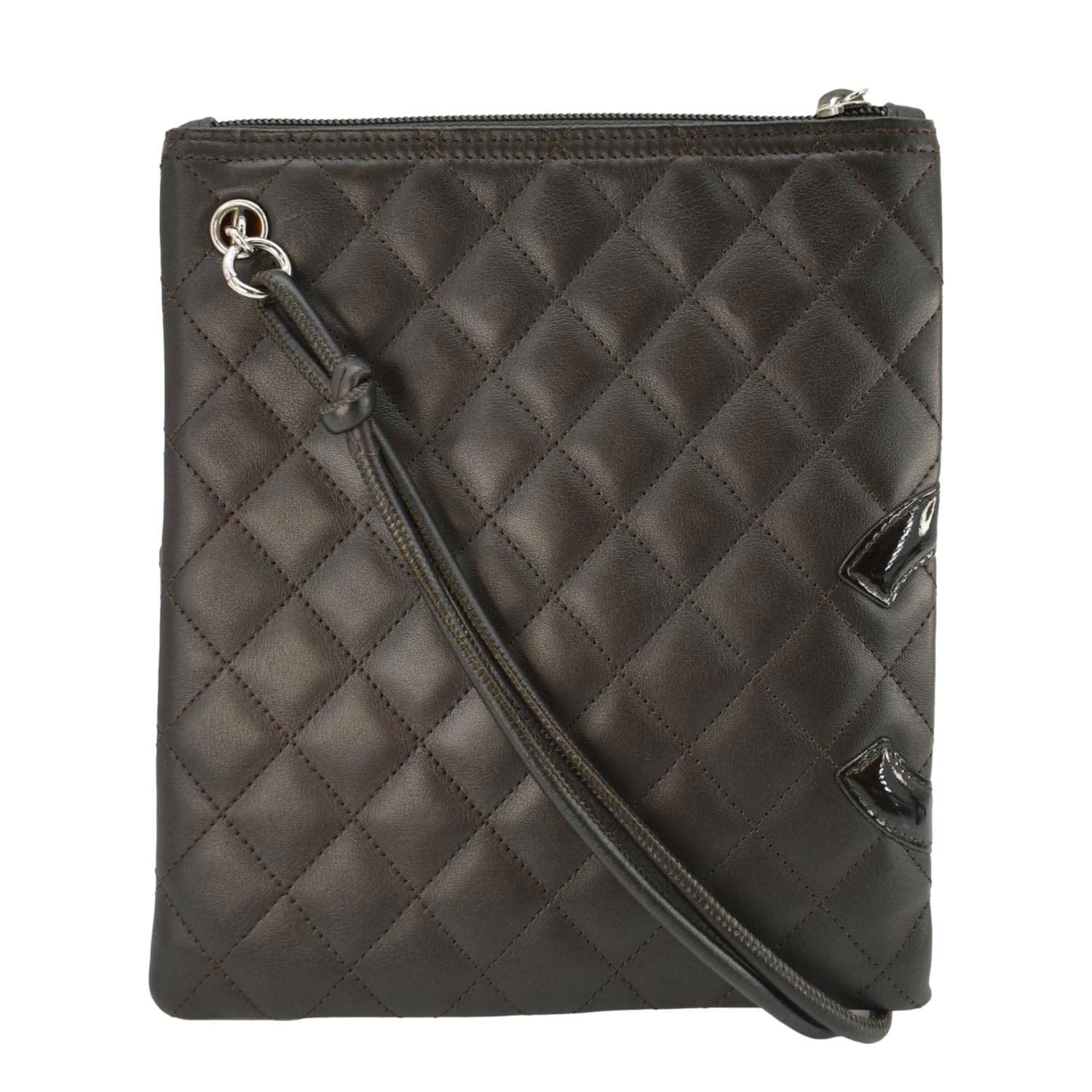 CHANEL Cambon Flat Calfskin Leather Messenger Bag Black - Image 3