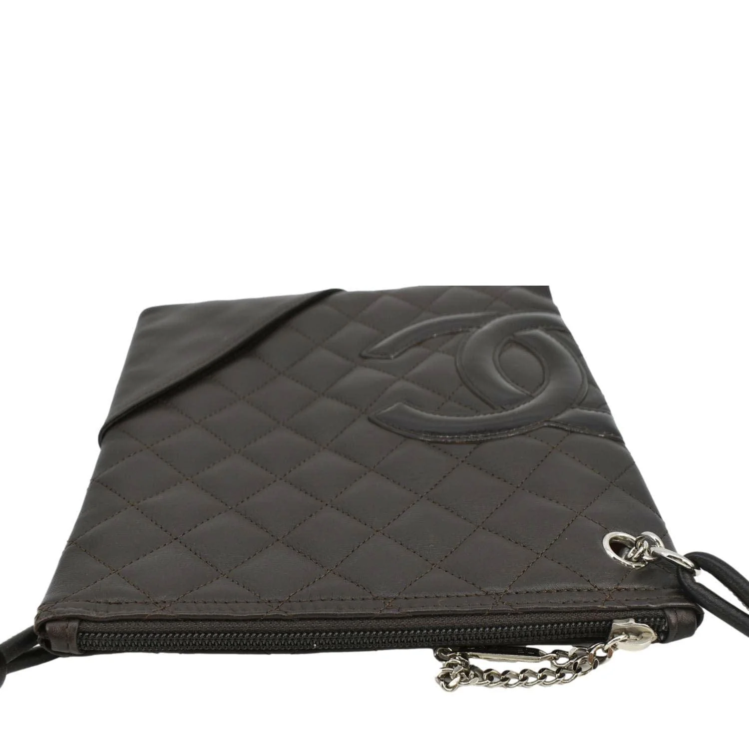 CHANEL Cambon Flat Calfskin Leather Messenger Bag Black - Image 4