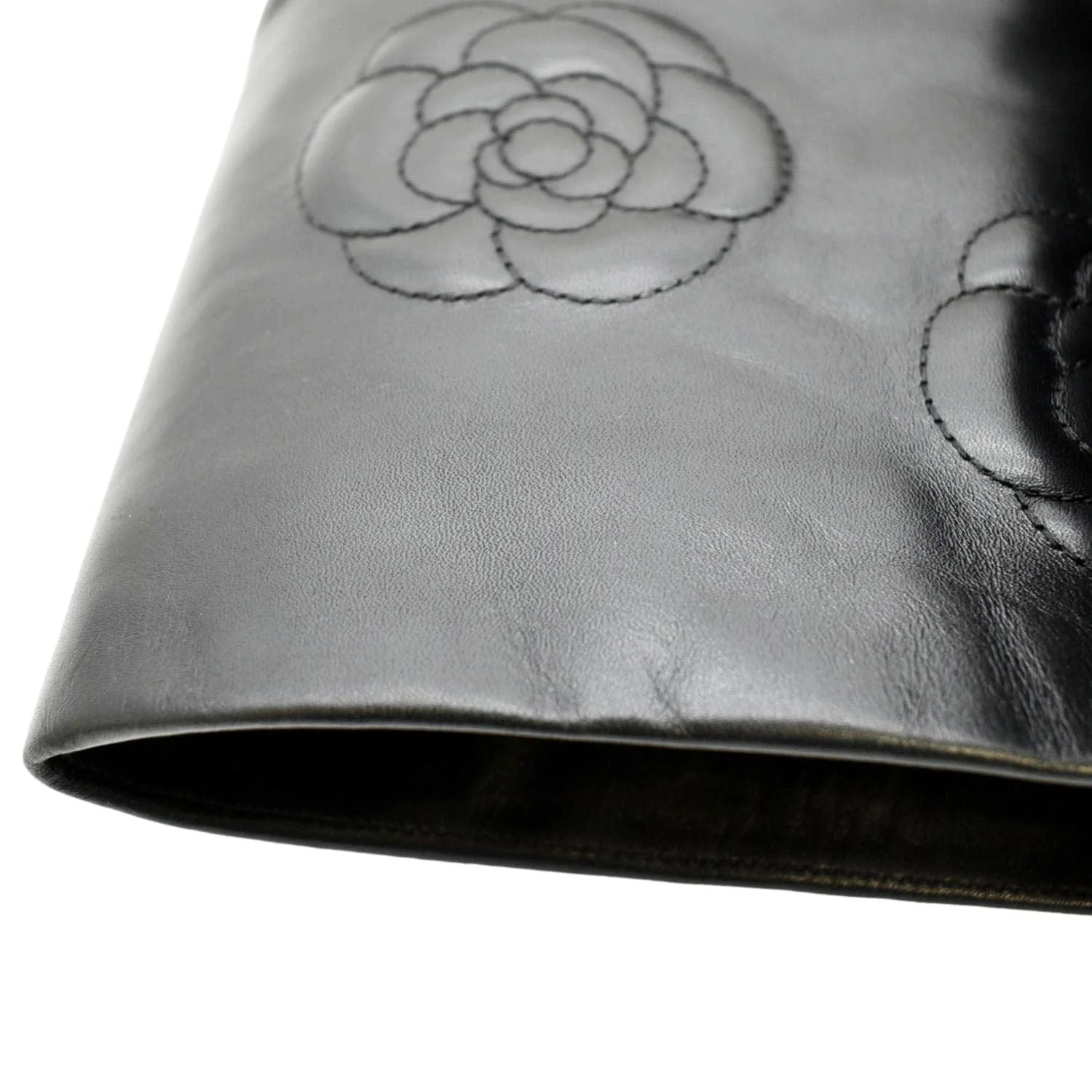 CHANEL Camellia Leather Boot Black Size 39.5 - Image 6