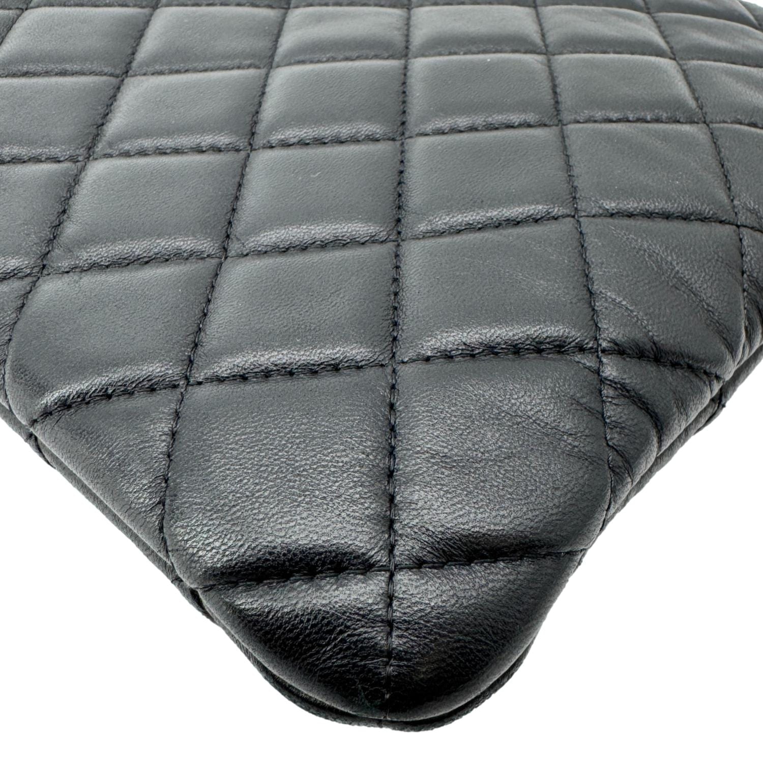 CHANEL Camellia O Case Medium Quilted Leather Clutch Black - Image 9