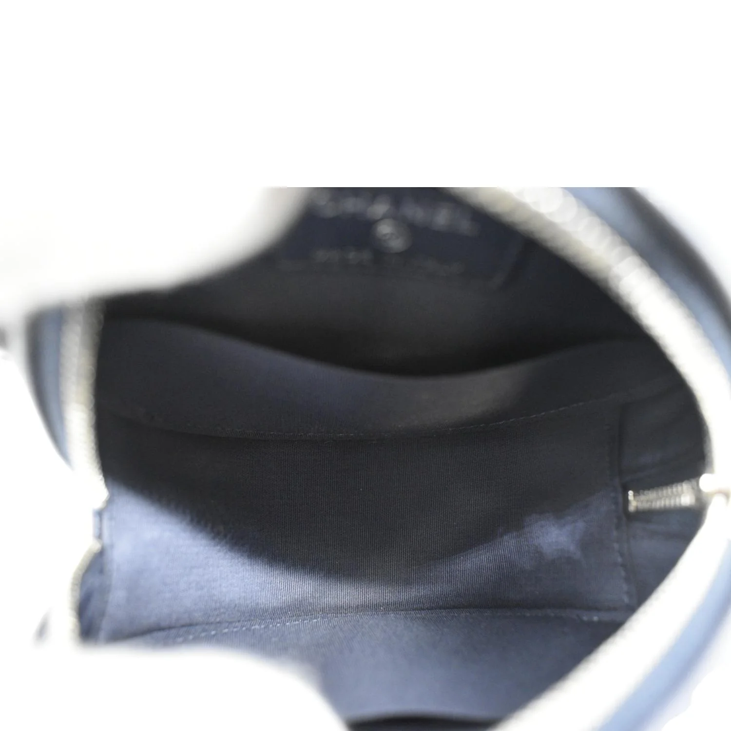 CHANEL Camellia Round Goatskin Leather Crossbody Bag Dark Blue - Image 9
