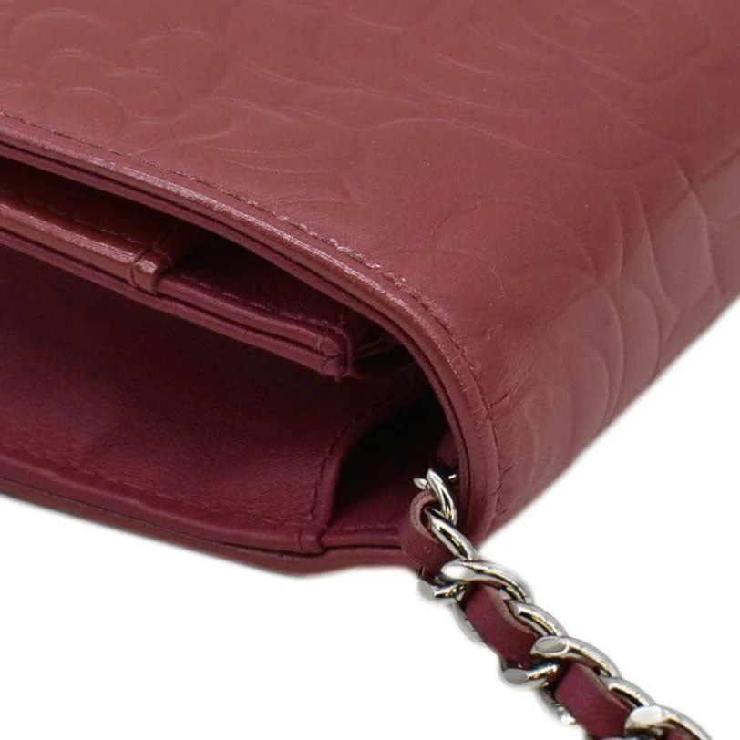 CHANEL Camellia Wallet On Chain Leather Crossbody Bag Pink - Image 6