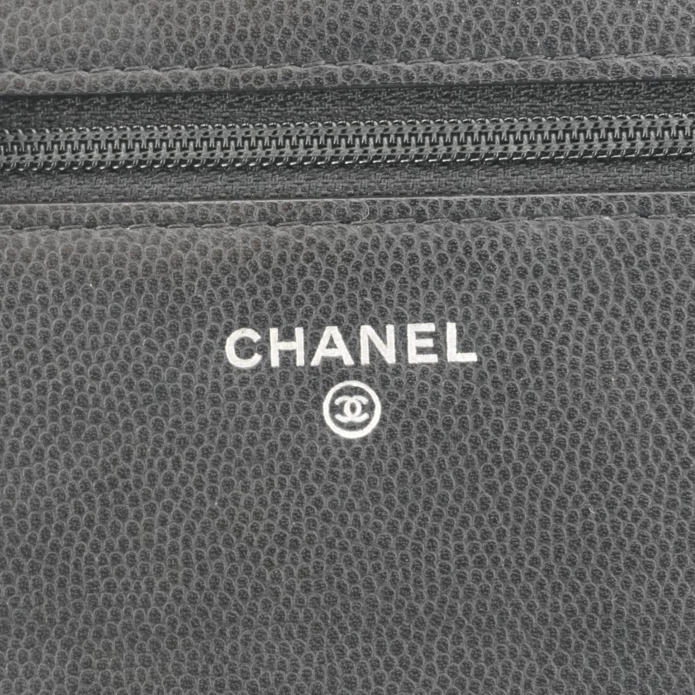 CHANEL Camellia Caviar Leather Wallet on Chain Shoulder Bag Black - Image 16