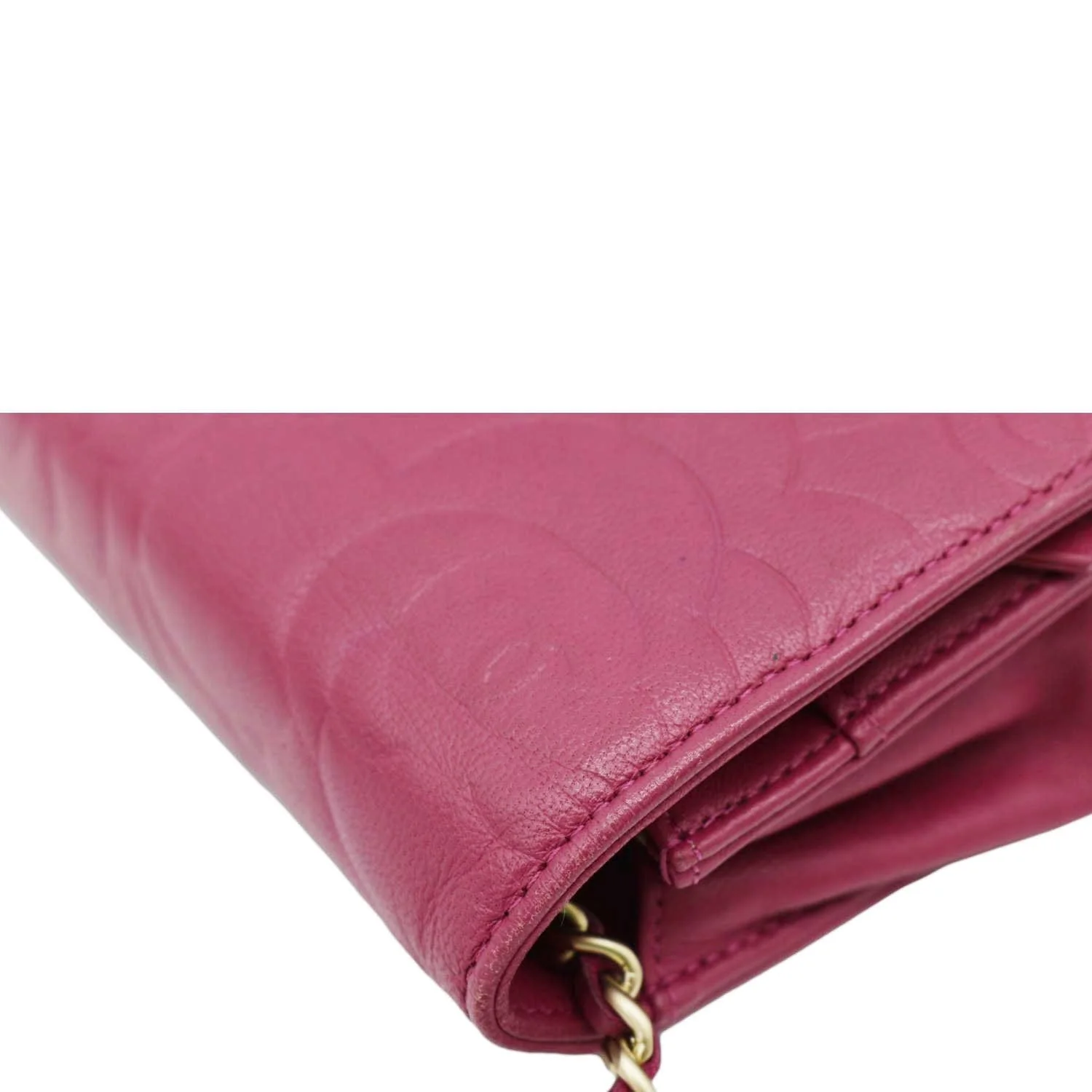 CHANEL Camellia Wallet On Chain Leather Crossbody Bag Fuchsia - Image 7