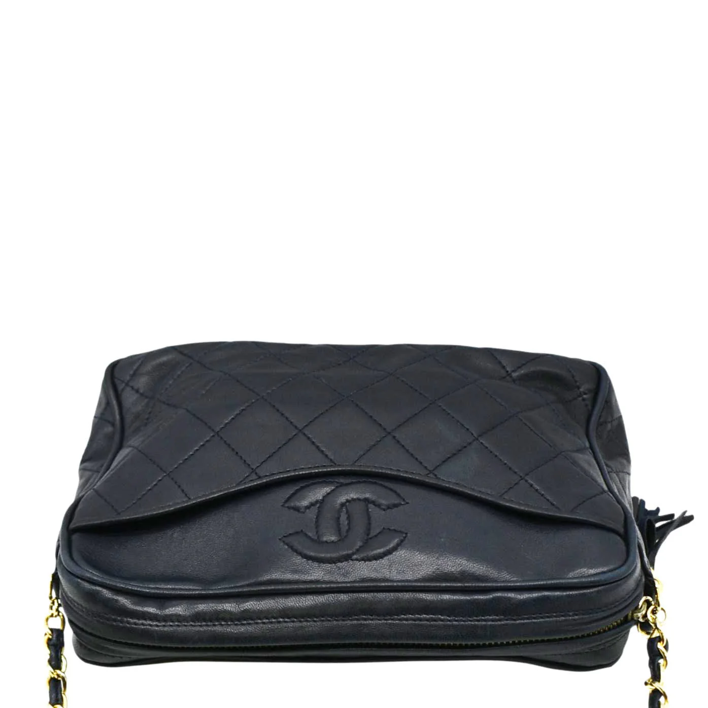 CHANEL Vintage Quilted Leather Camera Crossbody Bag Black - Image 4