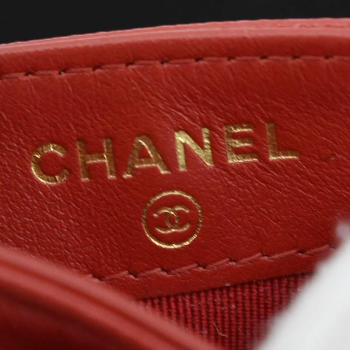 CHANEL CC Card Holder Quilted Caviar Leather Wallet Red - Image 12