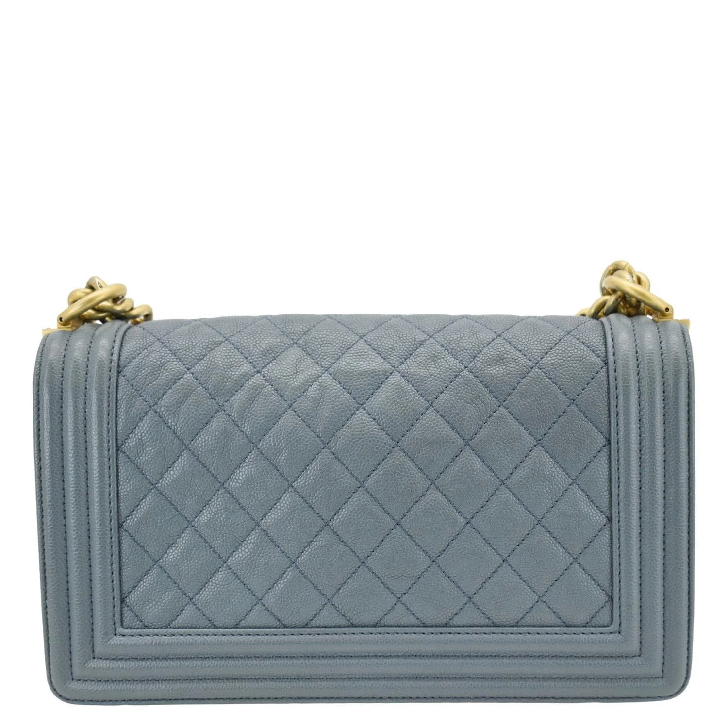 CHANEL Boy Flap Medium Caviar Quilted Leather Shoulder Bag Blue - Image 4