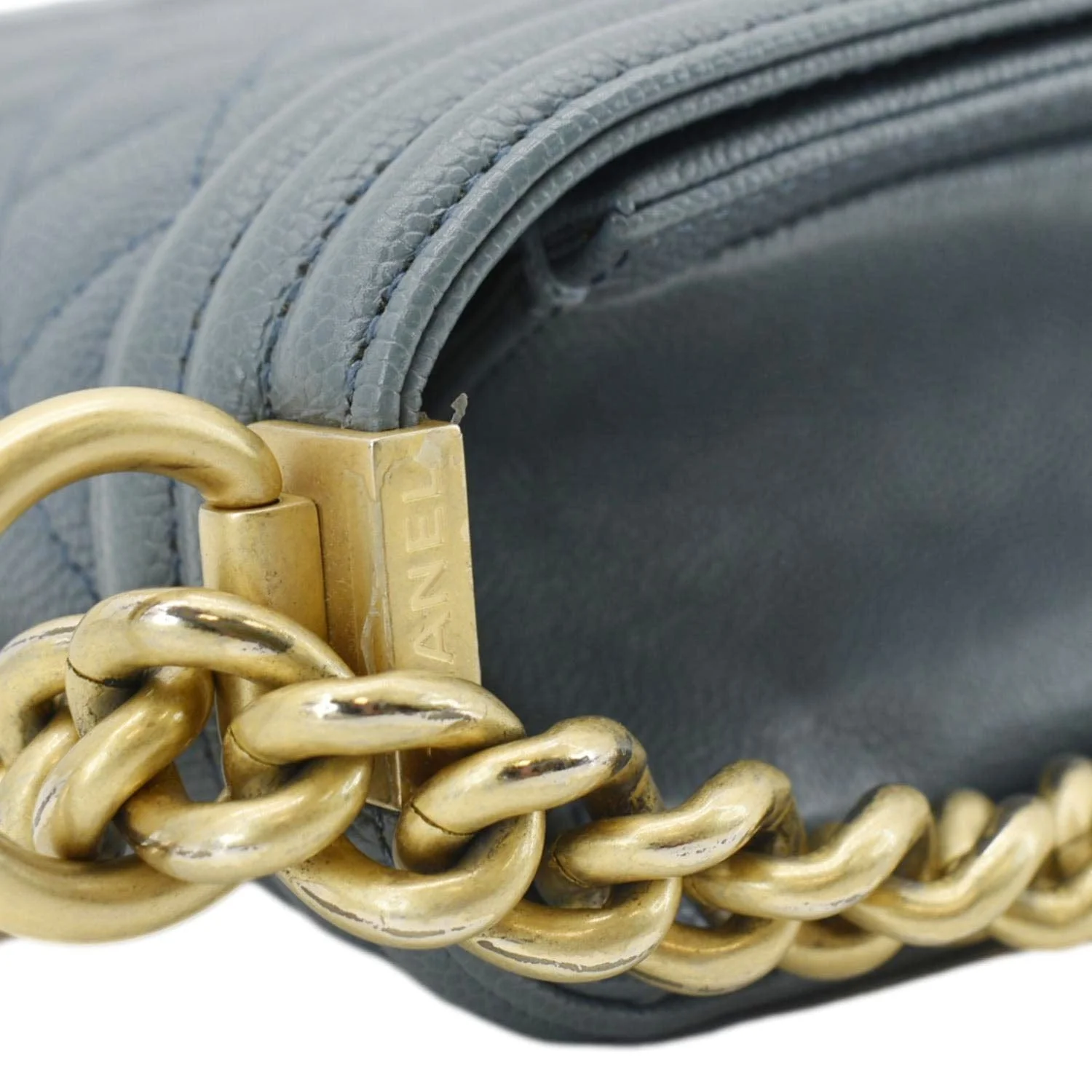 CHANEL Boy Flap Medium Caviar Quilted Leather Shoulder Bag Blue - Image 7