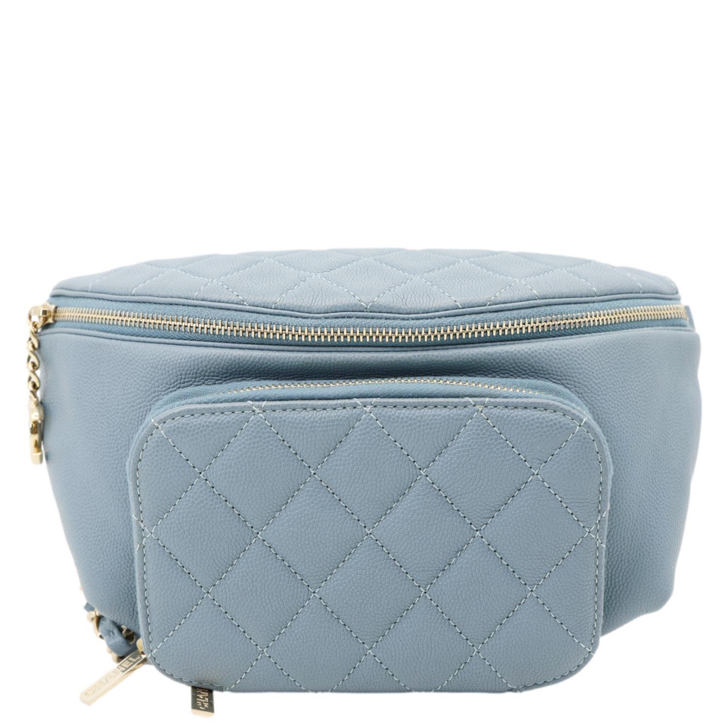 CHANEL Business Affinity Quilted Caviar Leather Waist Bag Blue - Image 3