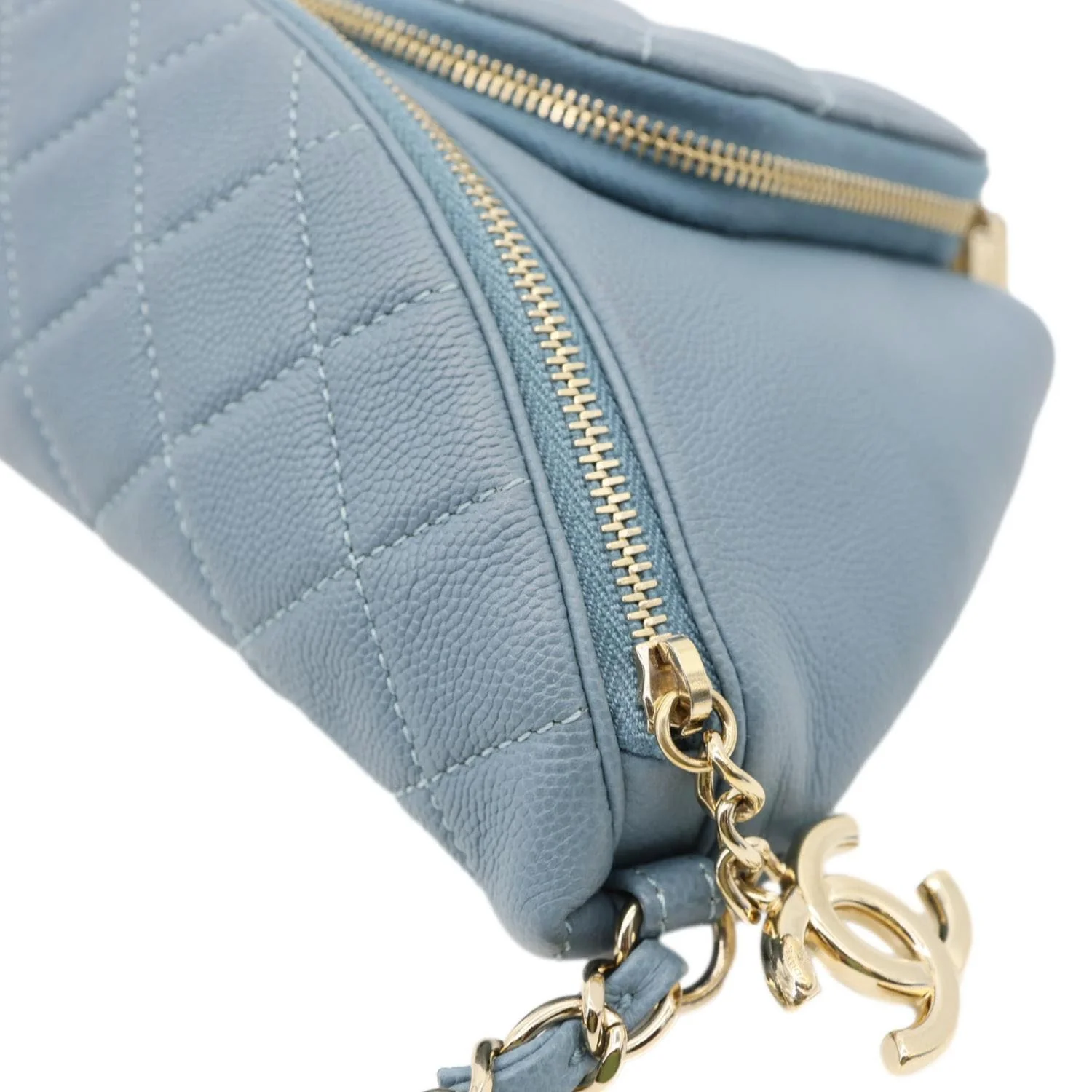 CHANEL Business Affinity Quilted Caviar Leather Waist Bag Blue - Image 9