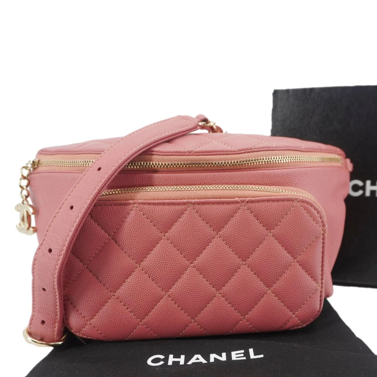 CHANEL Business Affinity Quilted Caviar Leather Belt Bag Pink - Image 3