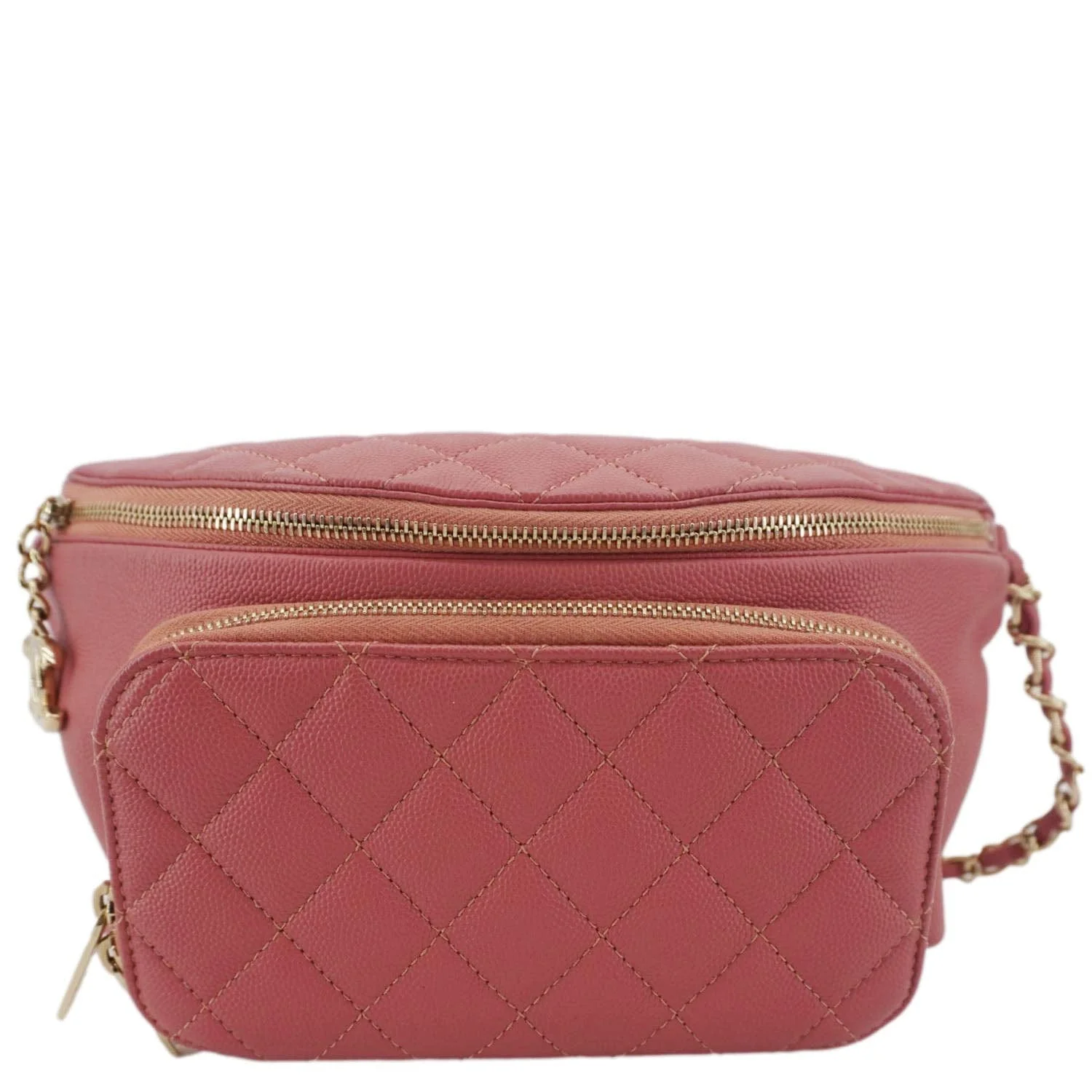 CHANEL Business Affinity Quilted Caviar Leather Belt Bag Pink - Image 4
