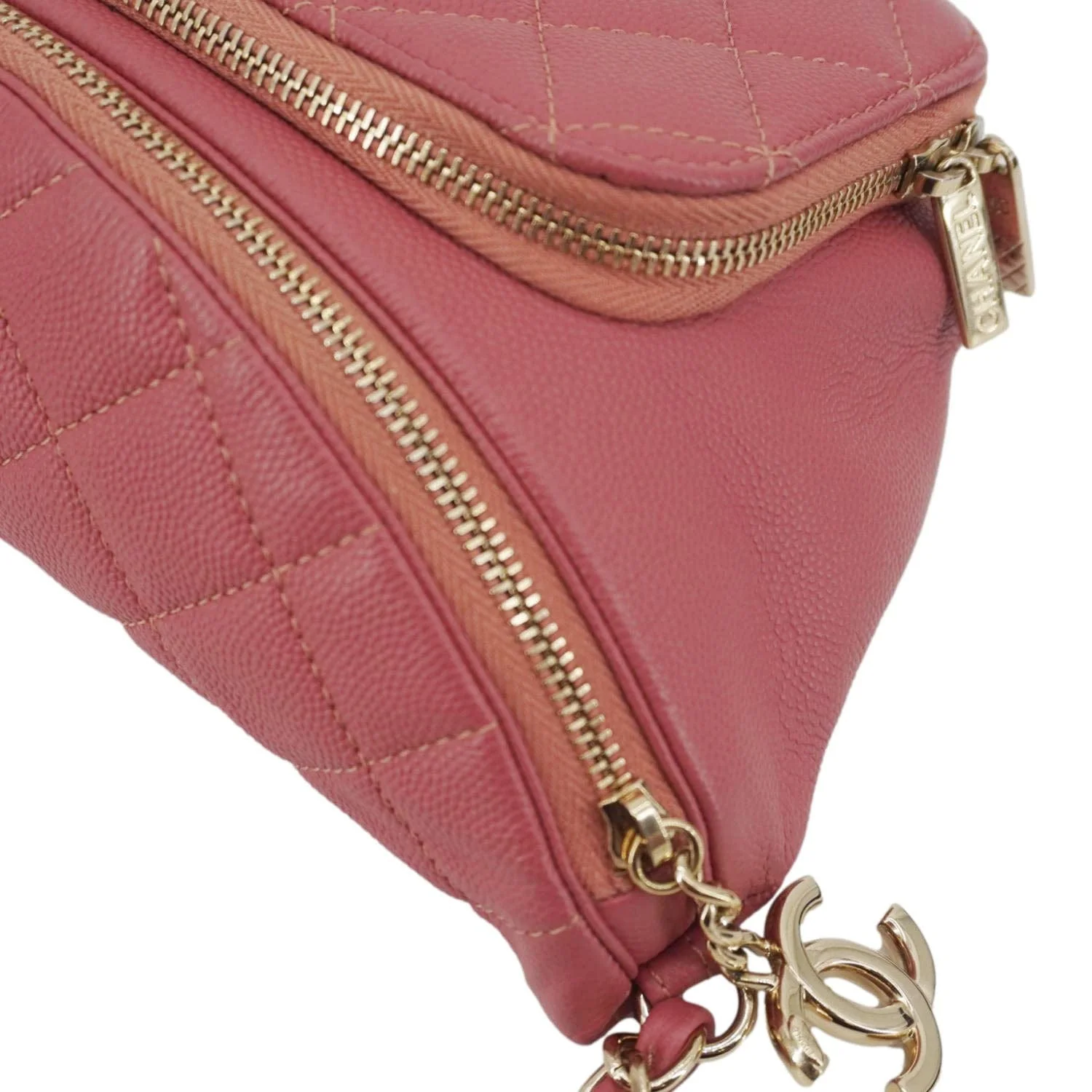 CHANEL Business Affinity Quilted Caviar Leather Belt Bag Pink - Image 9
