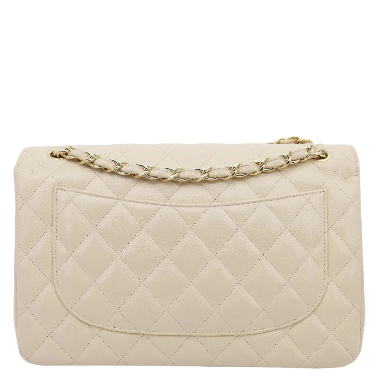 CHANEL Jumbo Classic Double Flap Caviar Leather Shoulder Bag Beige - Image 5