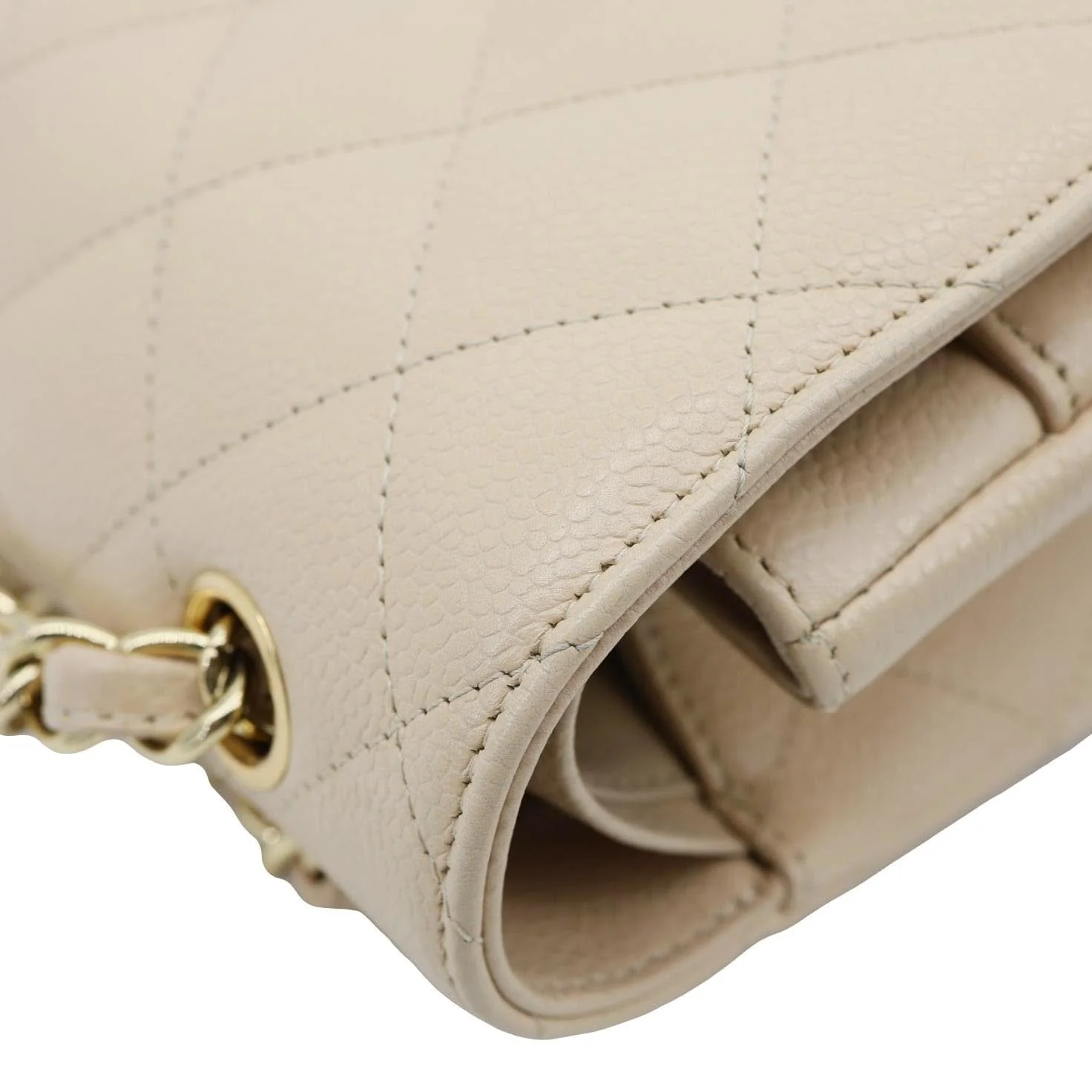 CHANEL Jumbo Classic Double Flap Caviar Leather Shoulder Bag Beige - Image 8