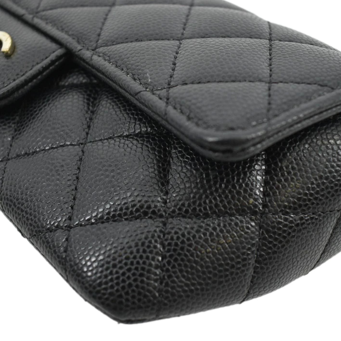 CHANEL Quilted Caviar Leather Chain Crossbody Glasses Case Bag Black - Image 8