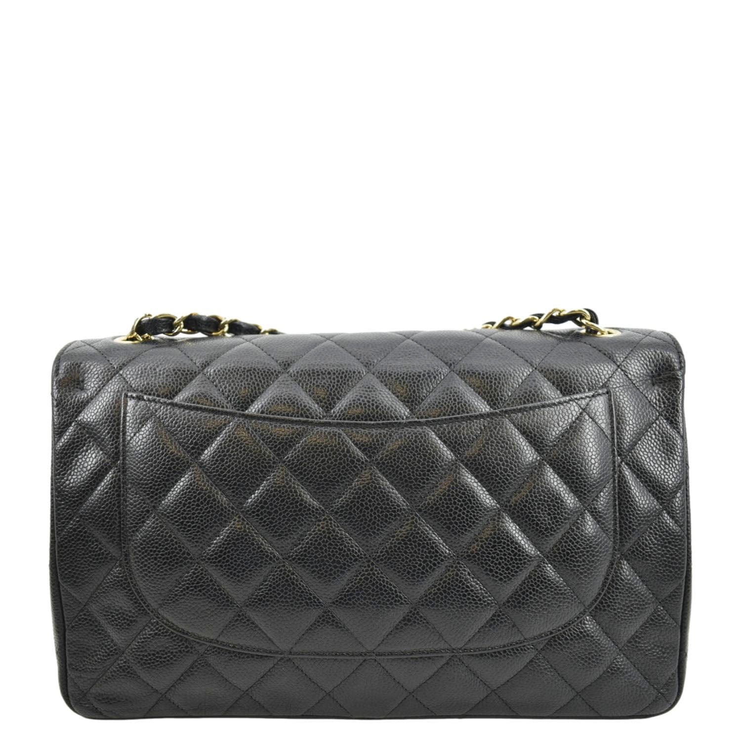 CHANEL Classic Jumbo Double Flap Quilted Caviar Leather Shoulder Bag Black - Image 3