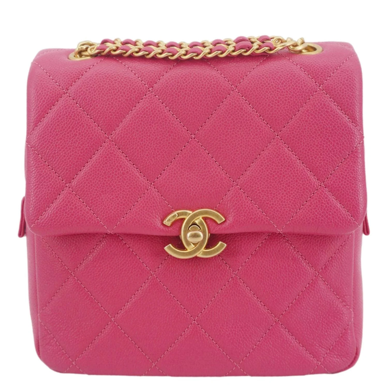 CHANEL Multi Chain Quilted Caviar Leather Backpack Pink - Image 3