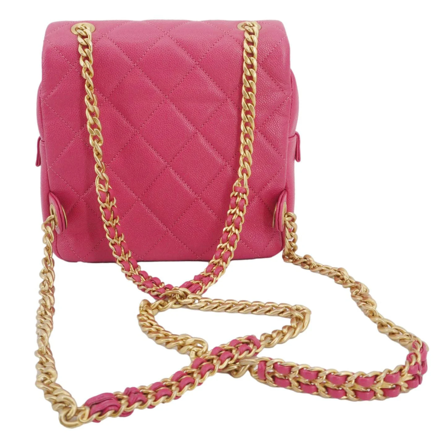 CHANEL Multi Chain Quilted Caviar Leather Backpack Pink - Image 6