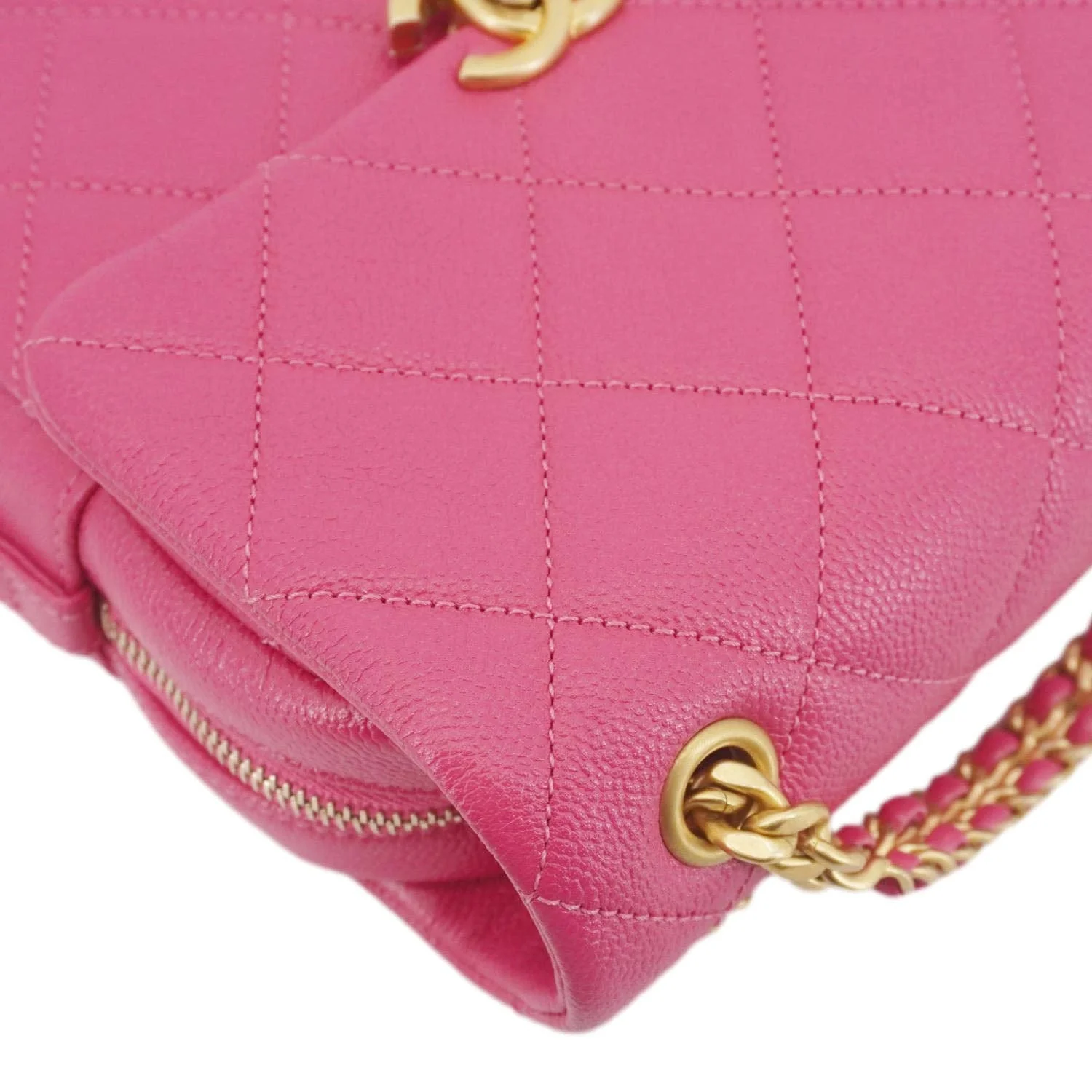CHANEL Multi Chain Quilted Caviar Leather Backpack Pink - Image 8