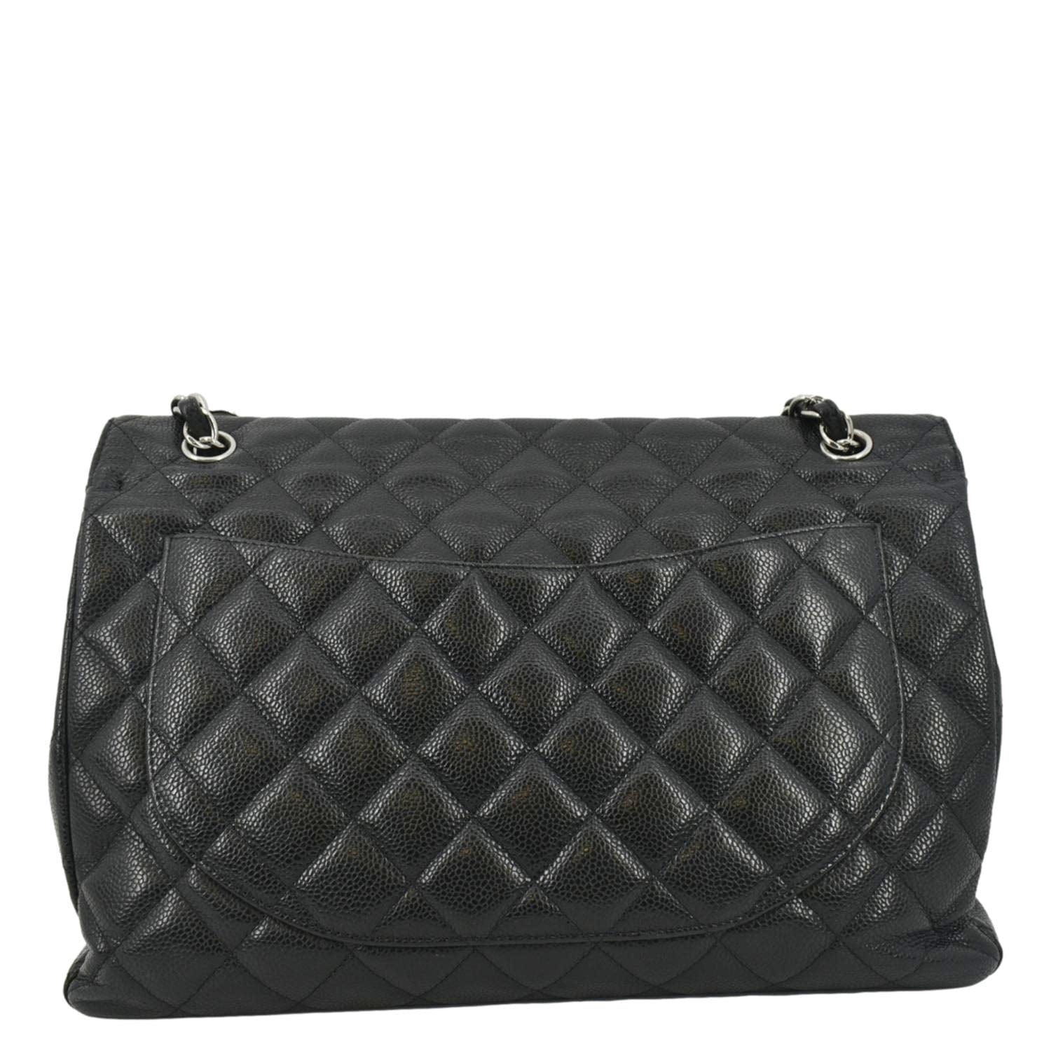 CHANEL Classic Maxi Single Flap Caviar Leather Shoulder Bag Black - Image 4
