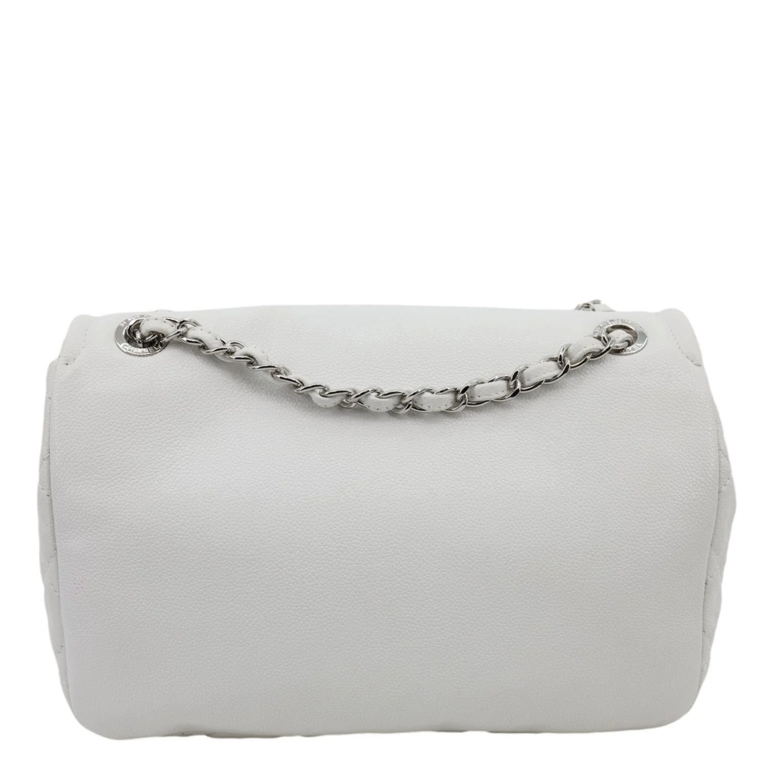CHANEL Timeless Flap CC Caviar Leather Crossbody Bag White - Image 5