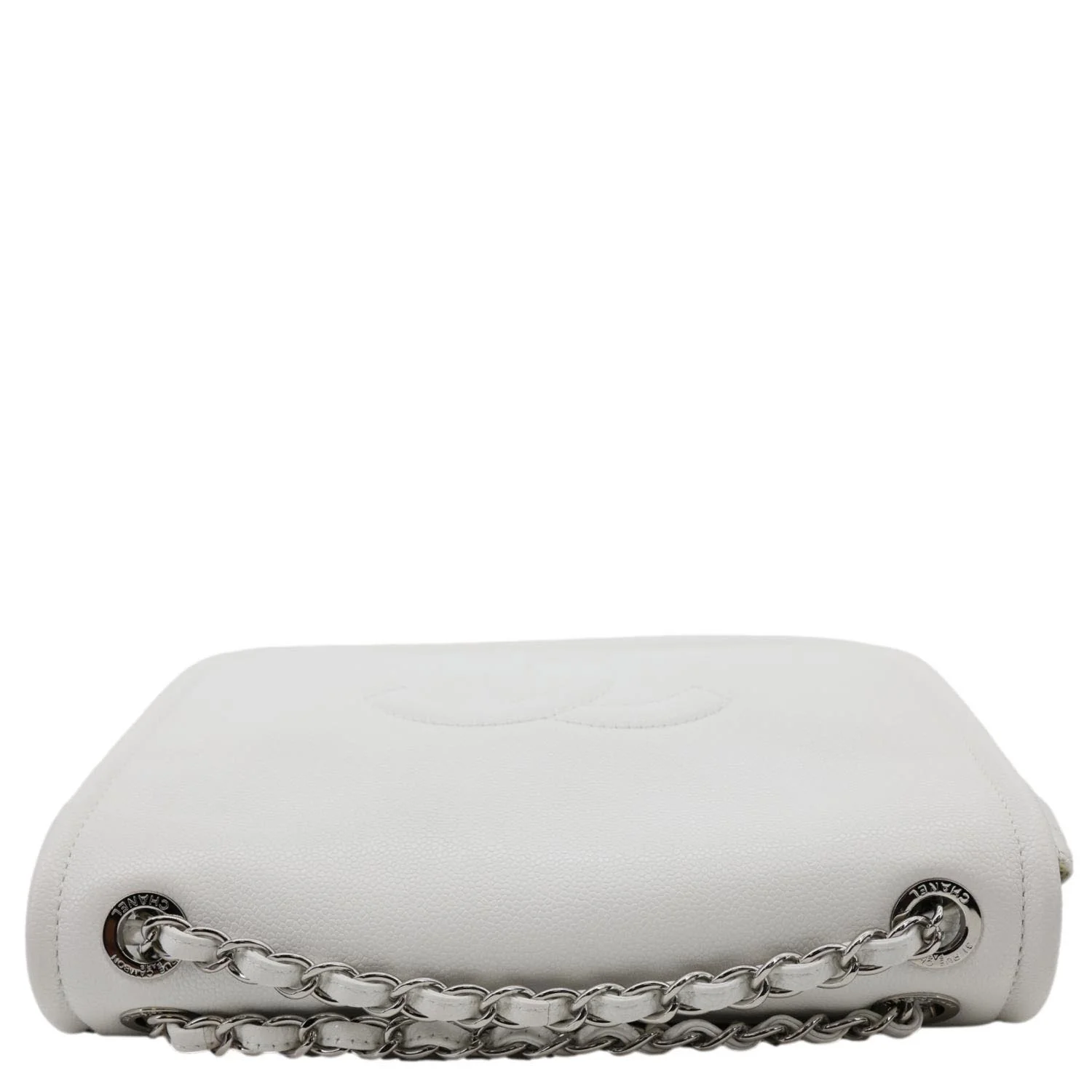 CHANEL Timeless Flap CC Caviar Leather Crossbody Bag White - Image 6