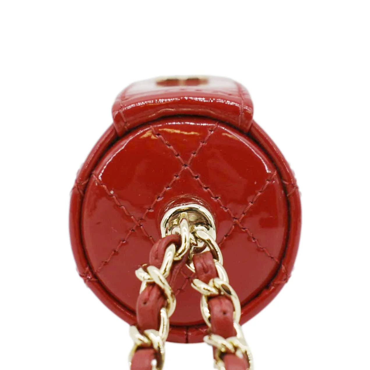 CHANEL CC Allure Patent Leather Chain Lipstick Case Red - Image 6