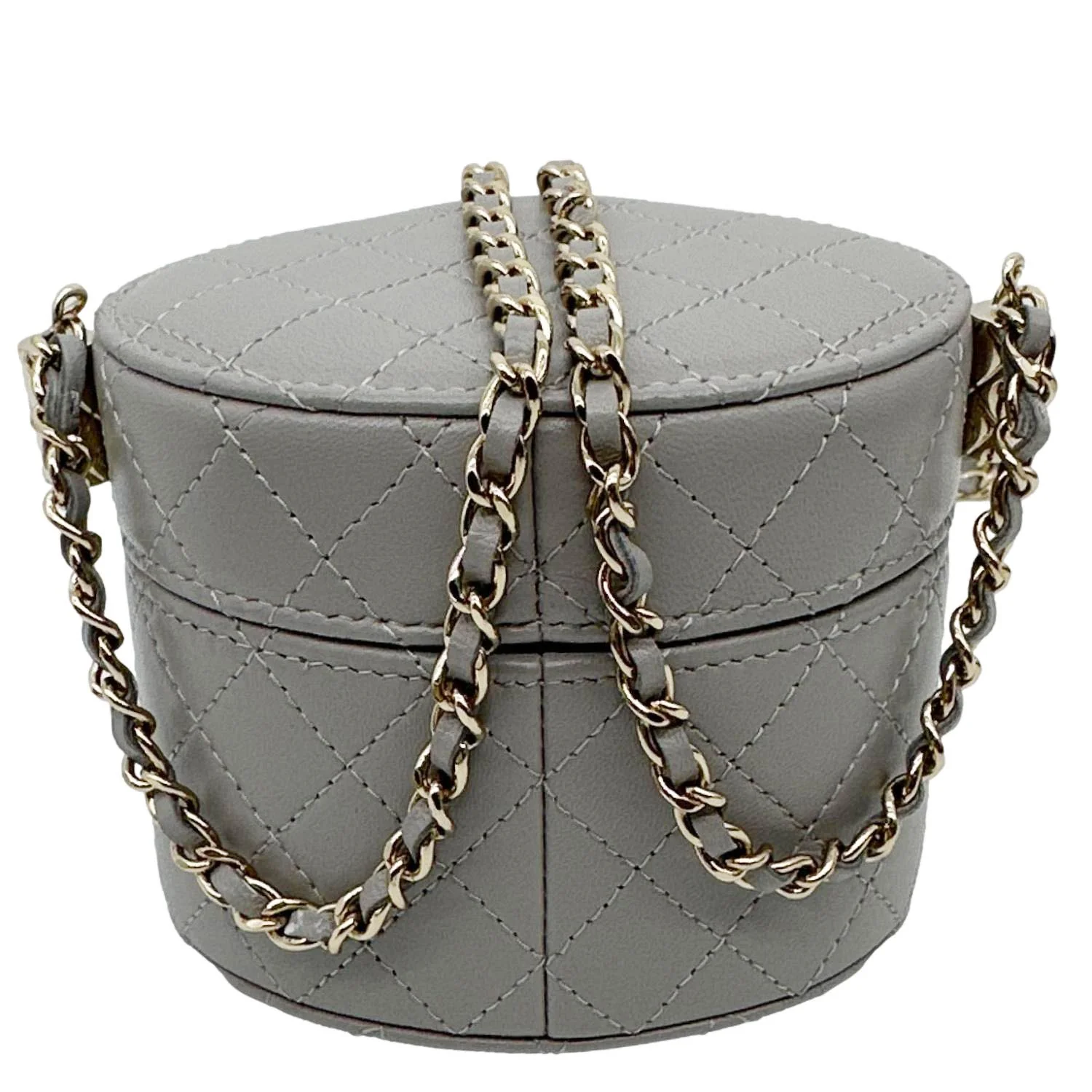 CHANEL CC Allure Quilted Leather Vanity Clutch With Chain Grey - Image 4