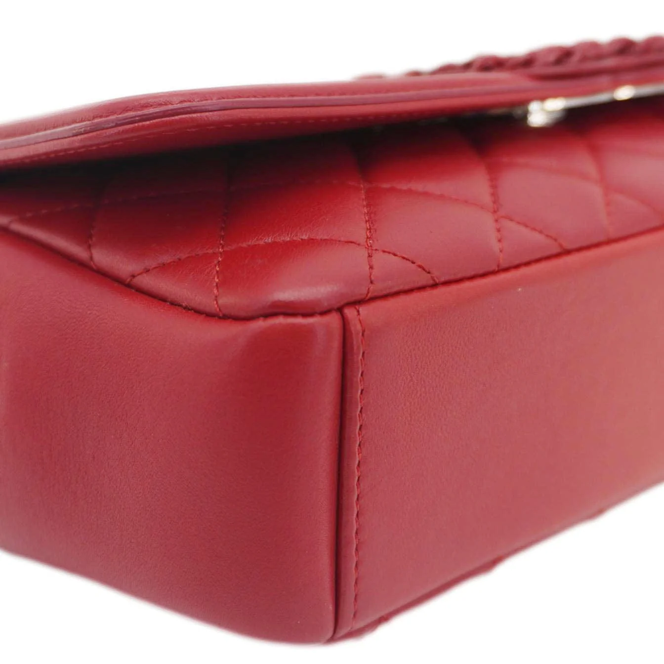 CHANEL CC Filigree Medium Flap Caviar Leather Crossbody Bag Red - Image 10